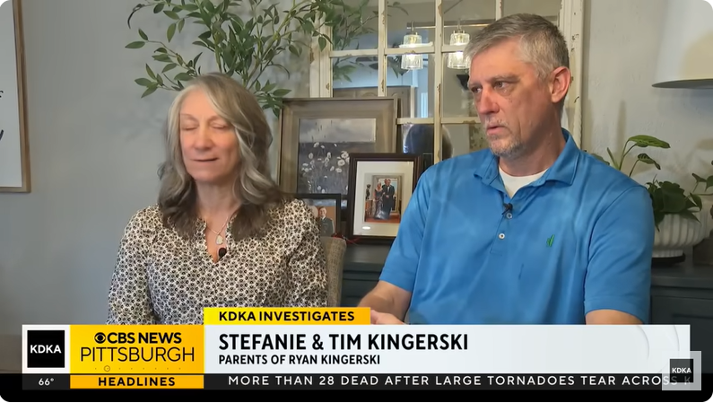 Stefanie and Tim Kingerski, from a post dated May 20, 2025 | Source: Youtube/@CBSPittsburgh