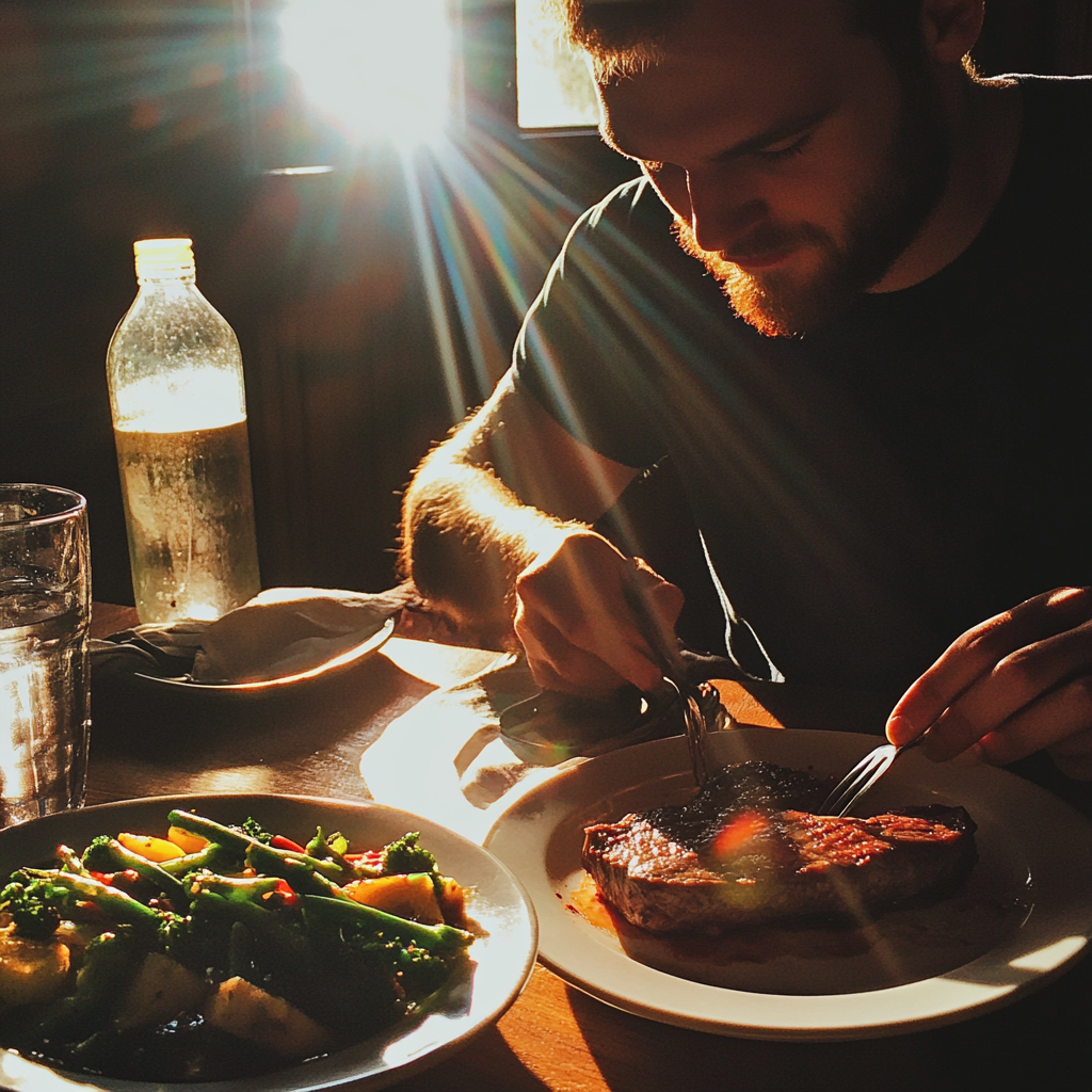 A man eating | Source: Midjourney