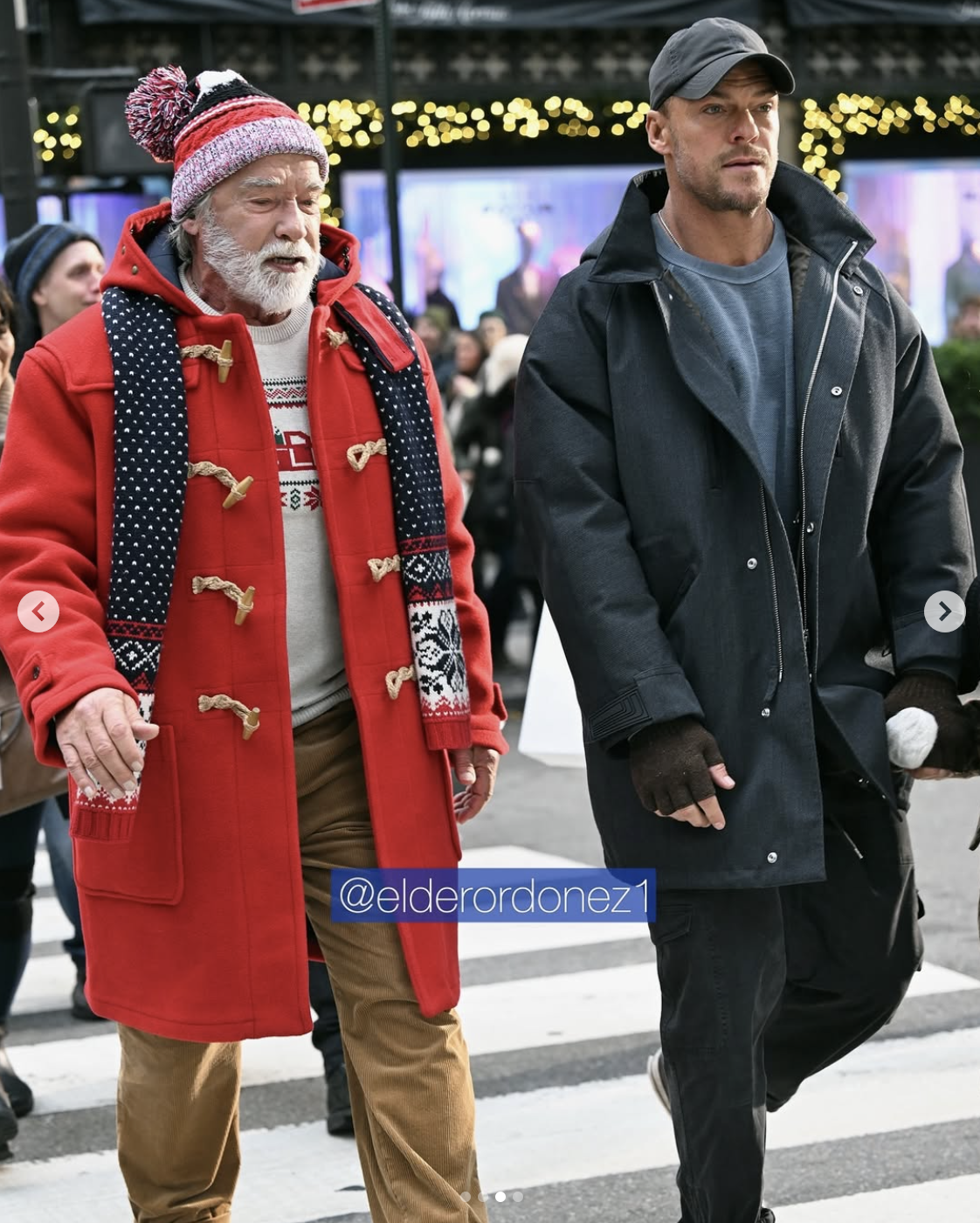 Arnold Schwarzenegger walks with Alan Ritchson in New York City, posted on December 16, 2024 | Source: Instagram.com/elderordonez1