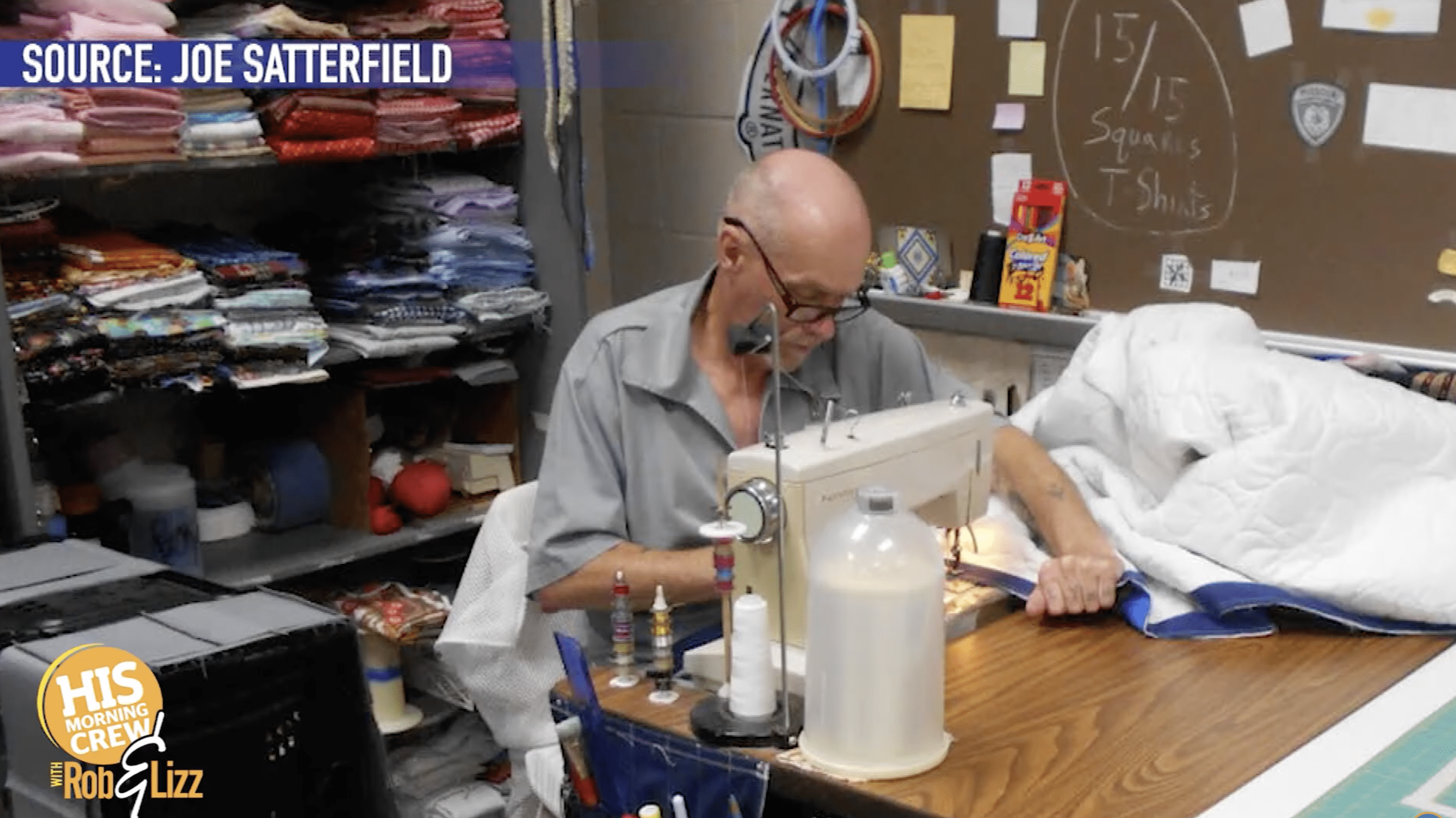 A prison inmate sewing a quilt in South Central Correctional Centre, Missouri. | Photo: YouTube.com/HIS Radio