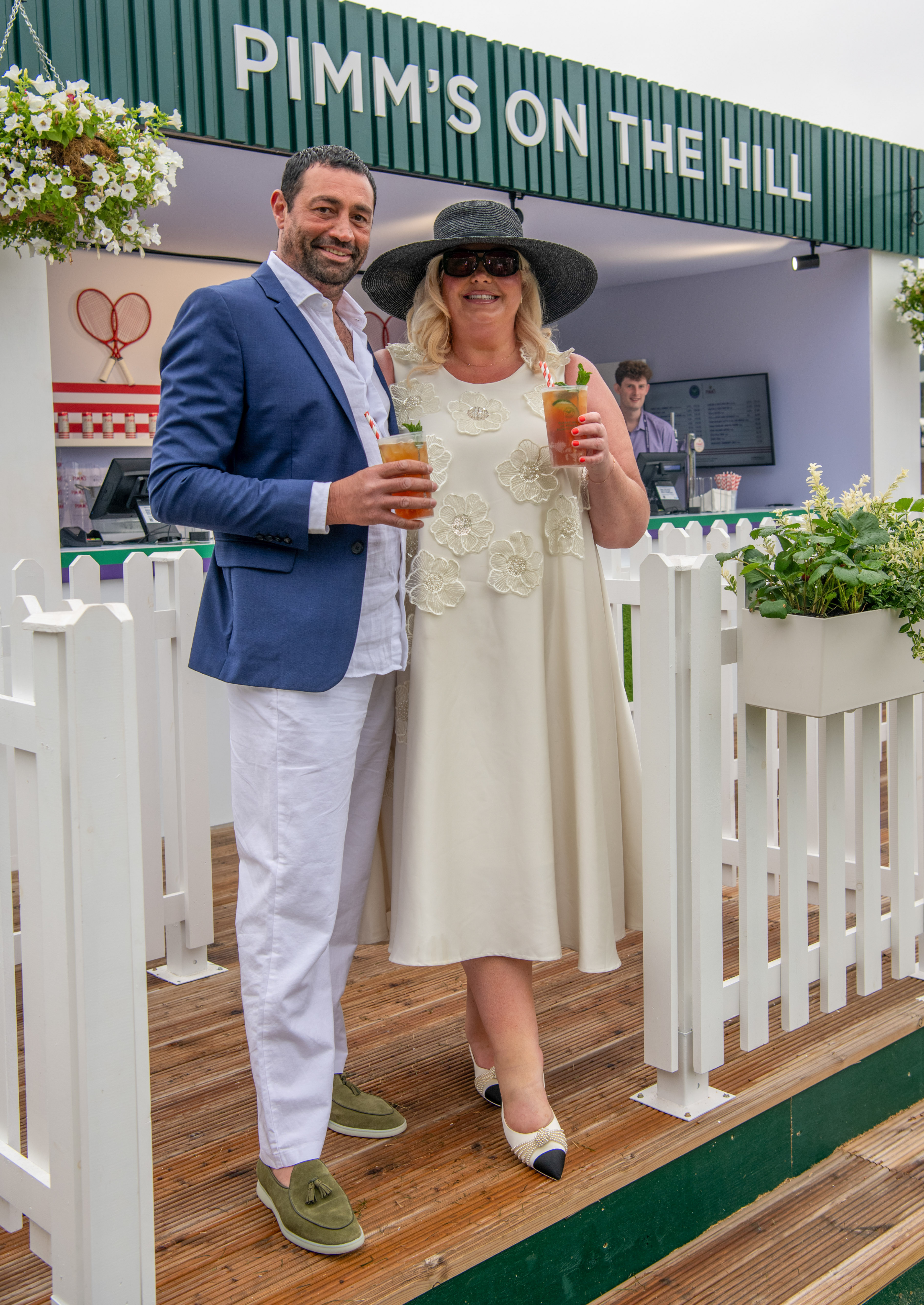 Rami Hawash and Gemma Collins at All England Lawn Tennis and Croquet Club on 2 July 2025 in London. | Source: Getty Images