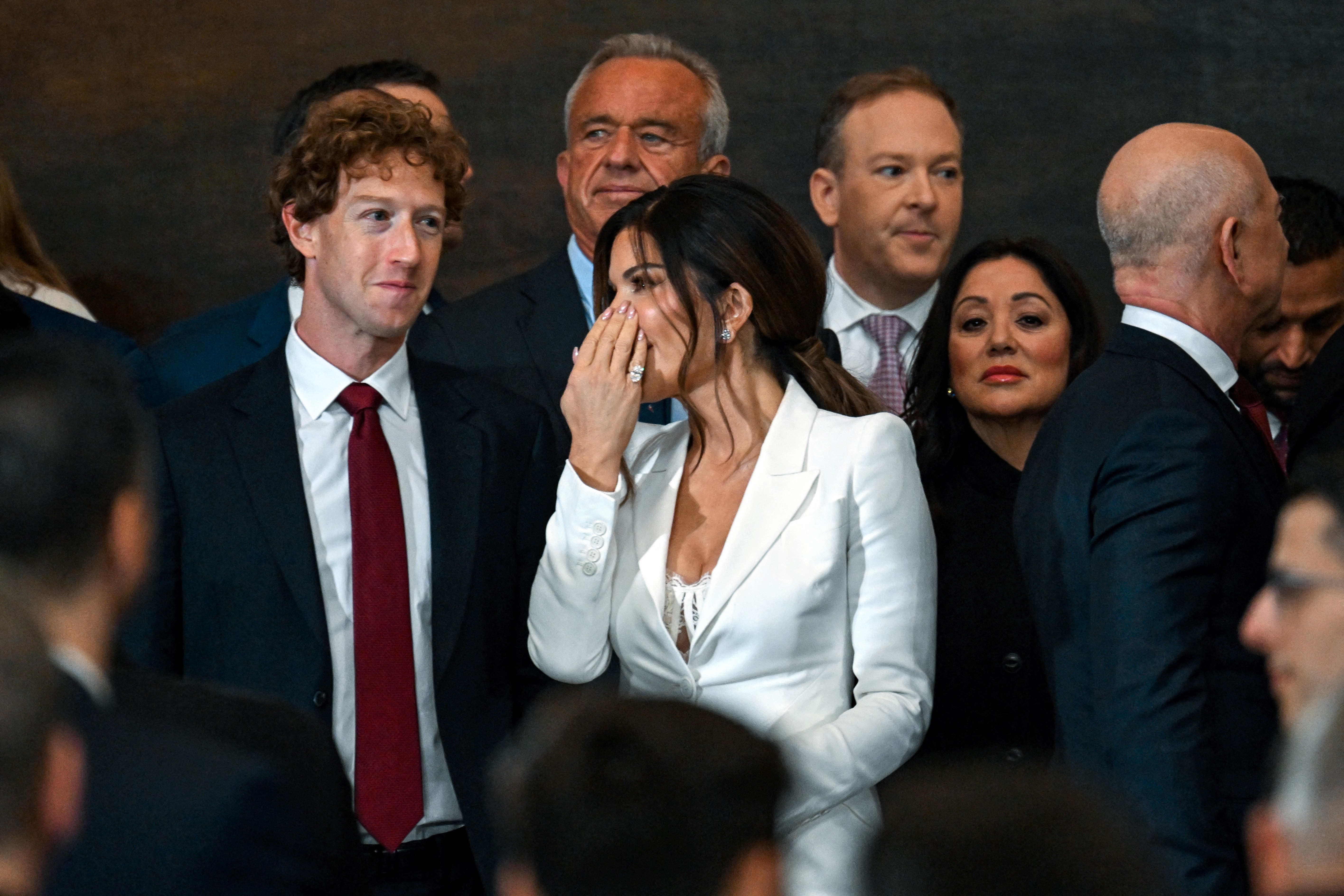 Mark Zuckerberg, Lauren Sanchez, and Jeff Bezos at the 60th presidential inauguration in the rotunda of the US Capitol in Washington, DC, on January 20, 2025 | Source: Getty Images