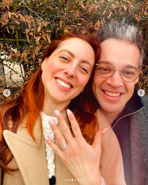 Eva Amurri and Ian Hock posing for a picture with Eva's engagement ring, posted on February 20, 2023 | Source: Instagram/thehappilyeva and ianhock