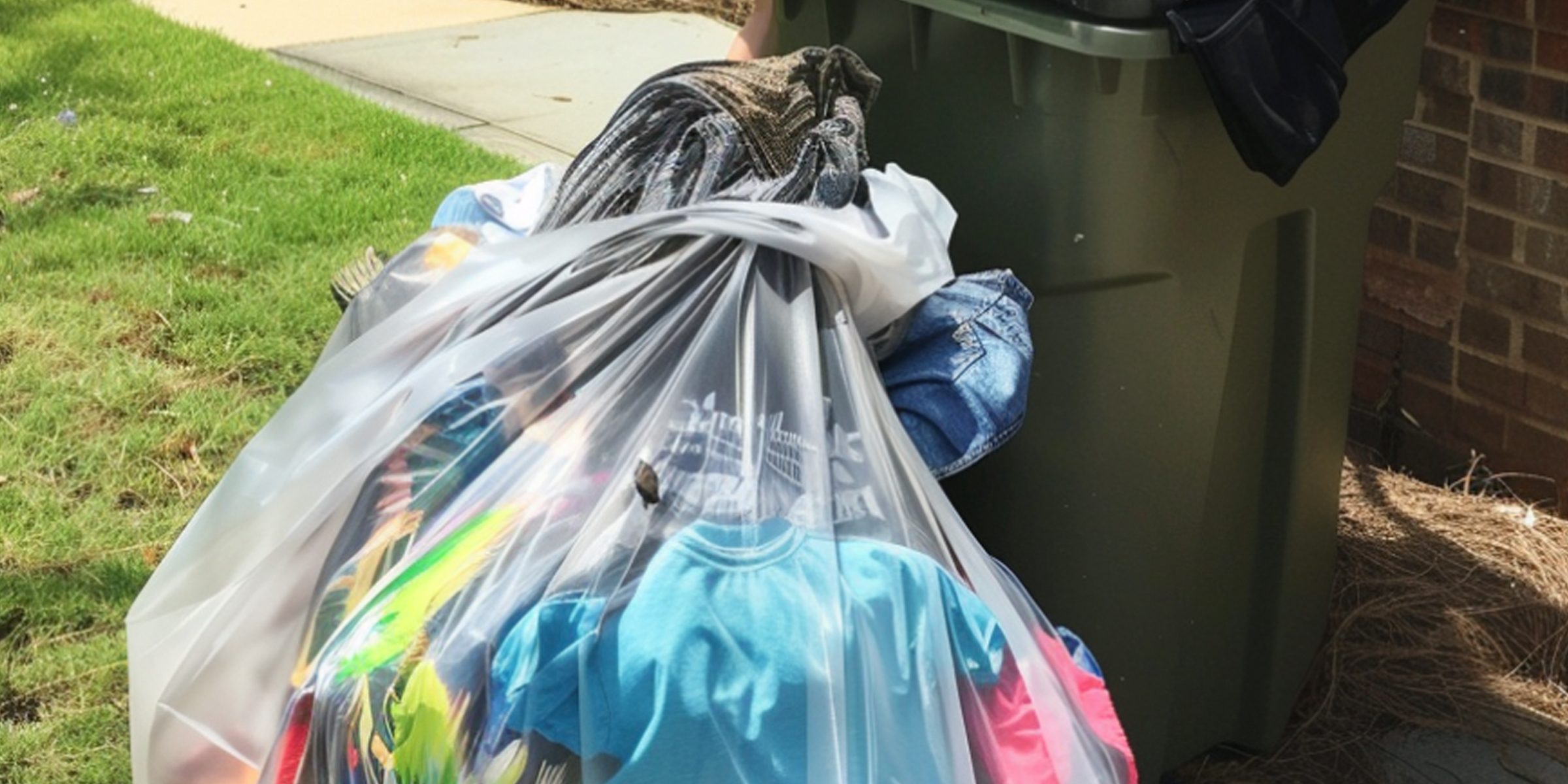 A trash bag full of brightly colored clothes | Source: Amomama