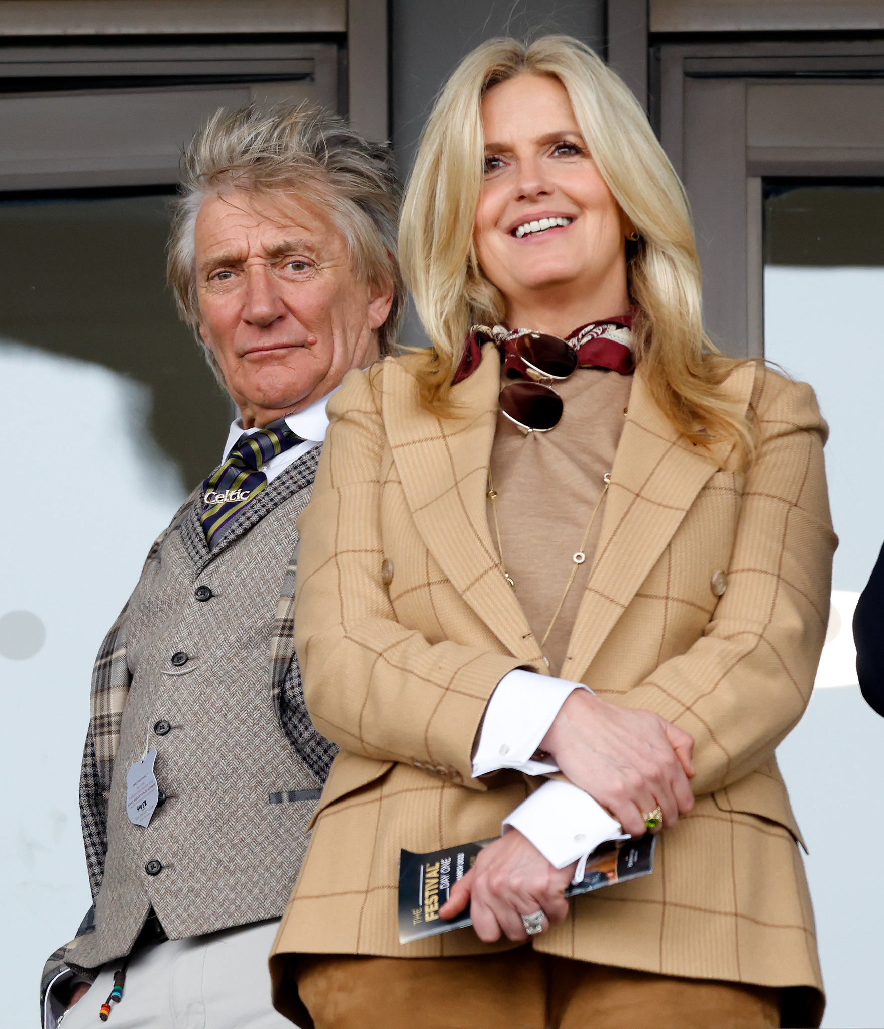 Rod Stewart and Penny Lancaster at Cheltenham Racecourse on March 15, 2022 Source: Getty Images