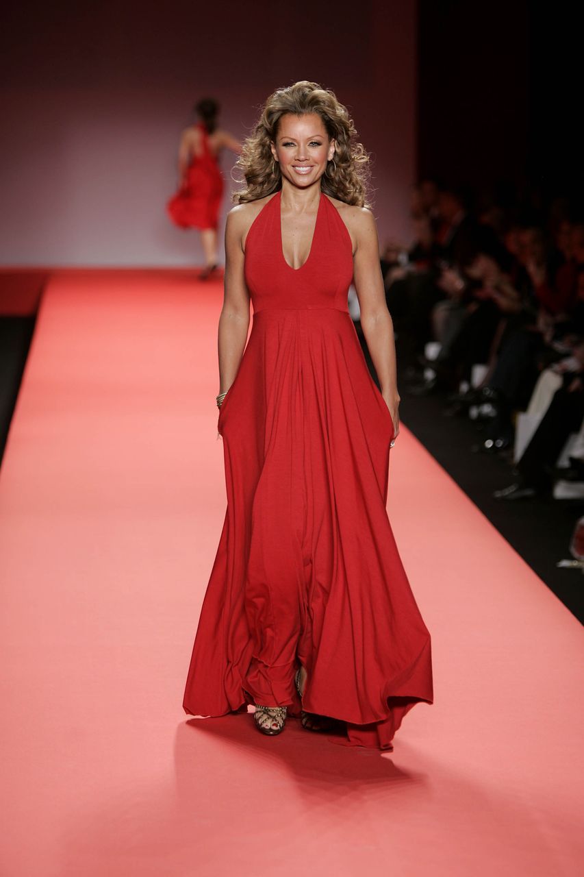  Vanessa Williams modeling for the Heart Truth Red Dress Collection during the Olympus Fashion Week at Bryant Park February 4, 2004 in New York City. | Source: Getty Images