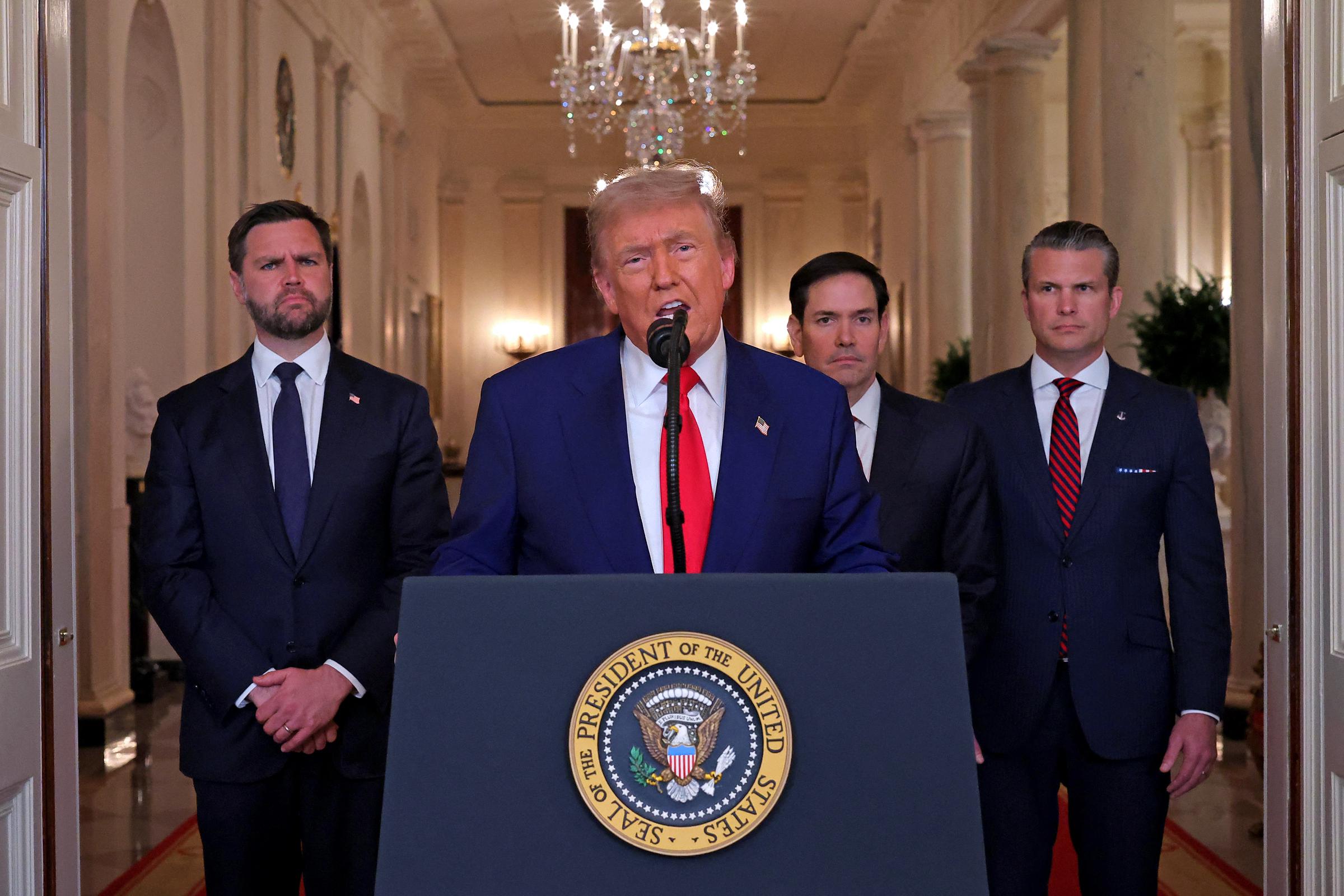 President Donald Trump addresses the nation from the White House in Washington, DC on June 21, 2025. | Source: Getty Images