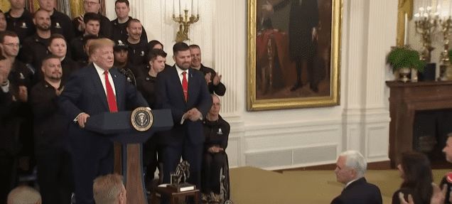 Donald Trump delivers a speech durin gthe Wounded Warrior Project soldier drive held at the White House on April 18, 2019. | Source: YouTube/ TIME