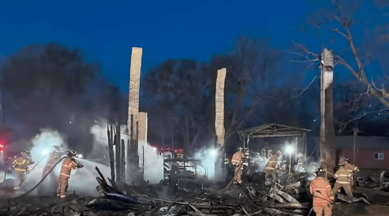 The Dahl family home completely destroyed after the fire | Photo: youtube/Good Morning America