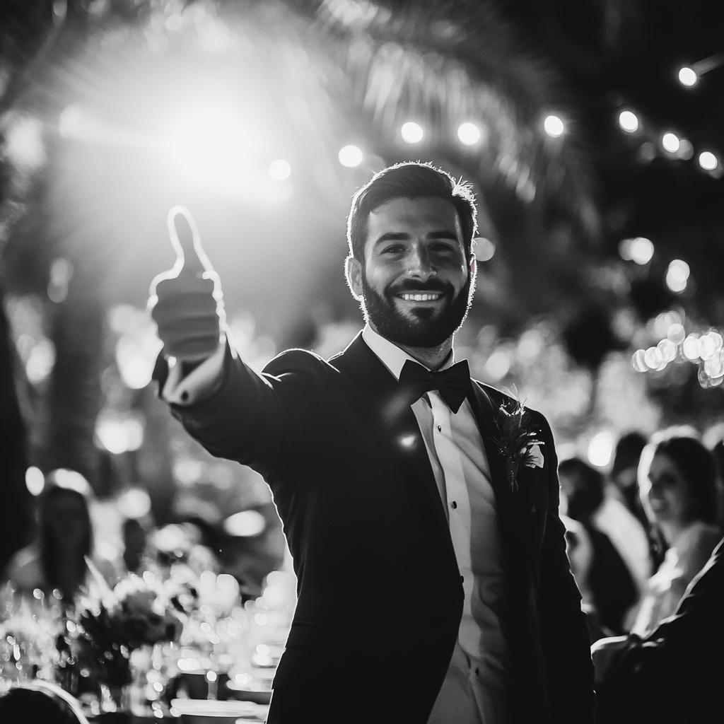 Happy groom at his wedding | Source: Midjourney