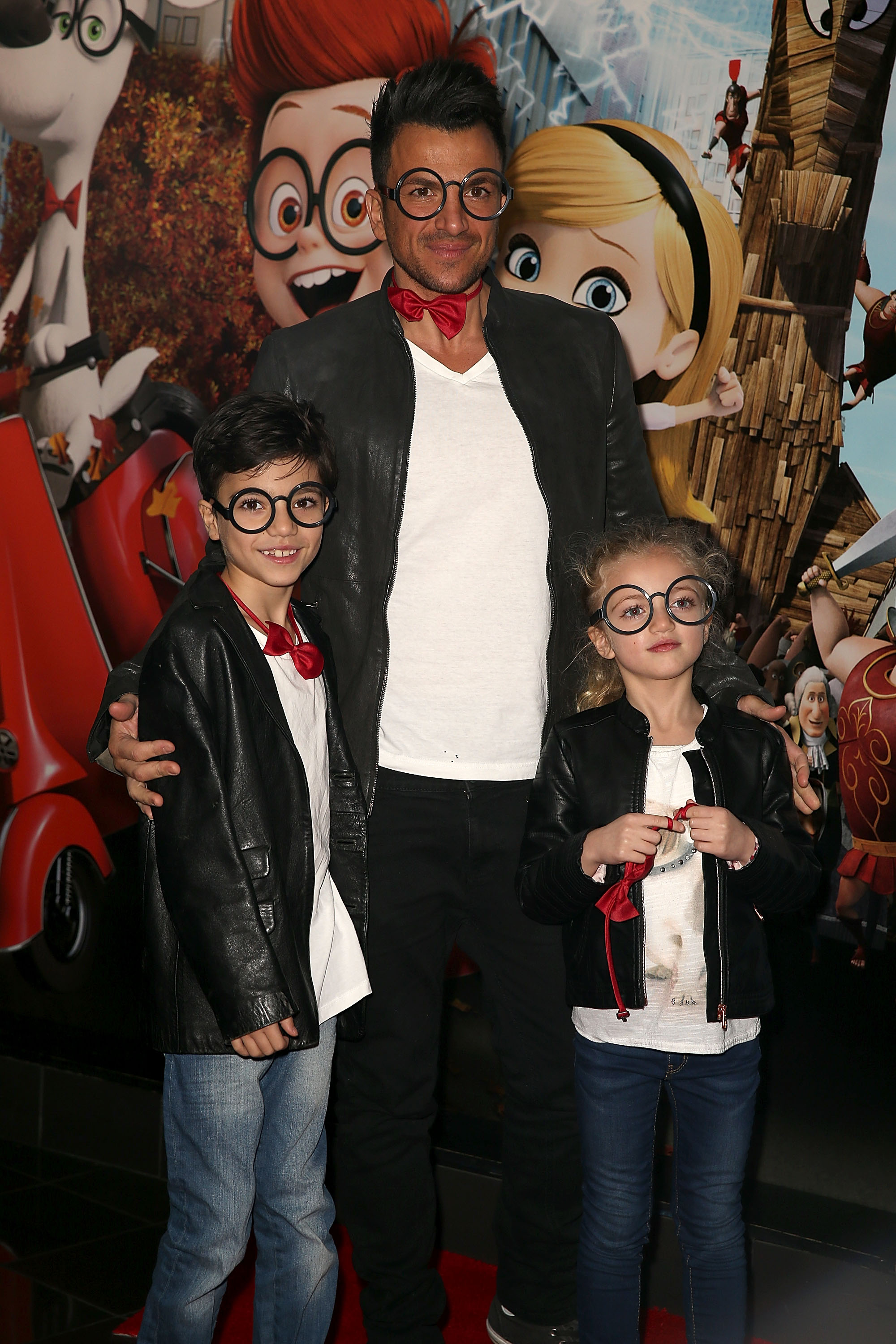 Peter Andre with his two children Princess Junior and Princess attend a VIP Gala screening of "MR Peabody & Sherman 3D" at Vue West End on 1 February 2014 in London, England. | Source: Getty Images