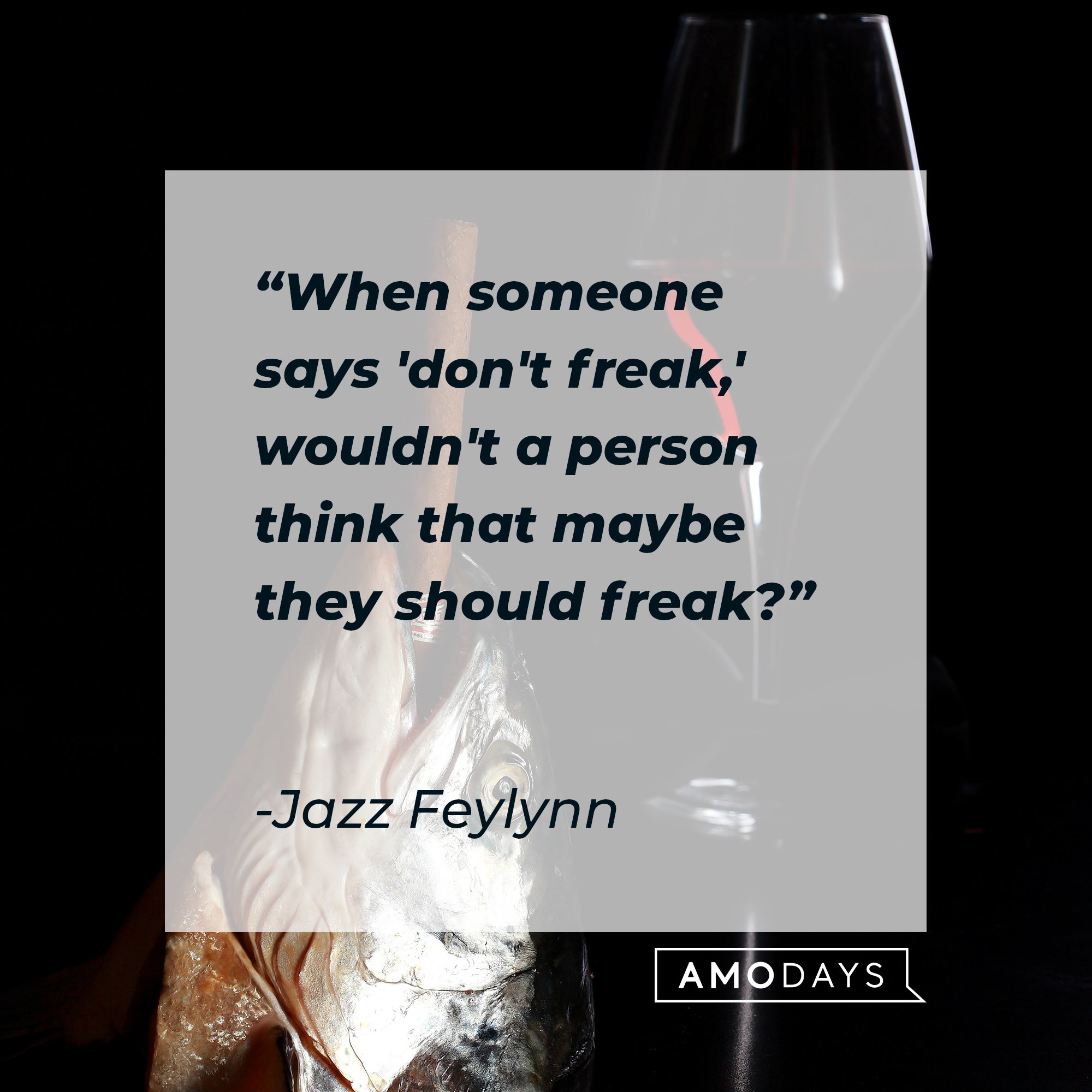 Jazz Feylynn’s quote: "When someone says 'don't freak,' wouldn't a person think that maybe they should freak?" | Image: AmoDays