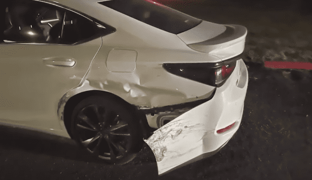 Dr. Alkhouri's car after the crash | Photo: Youtube.com/KCRA News