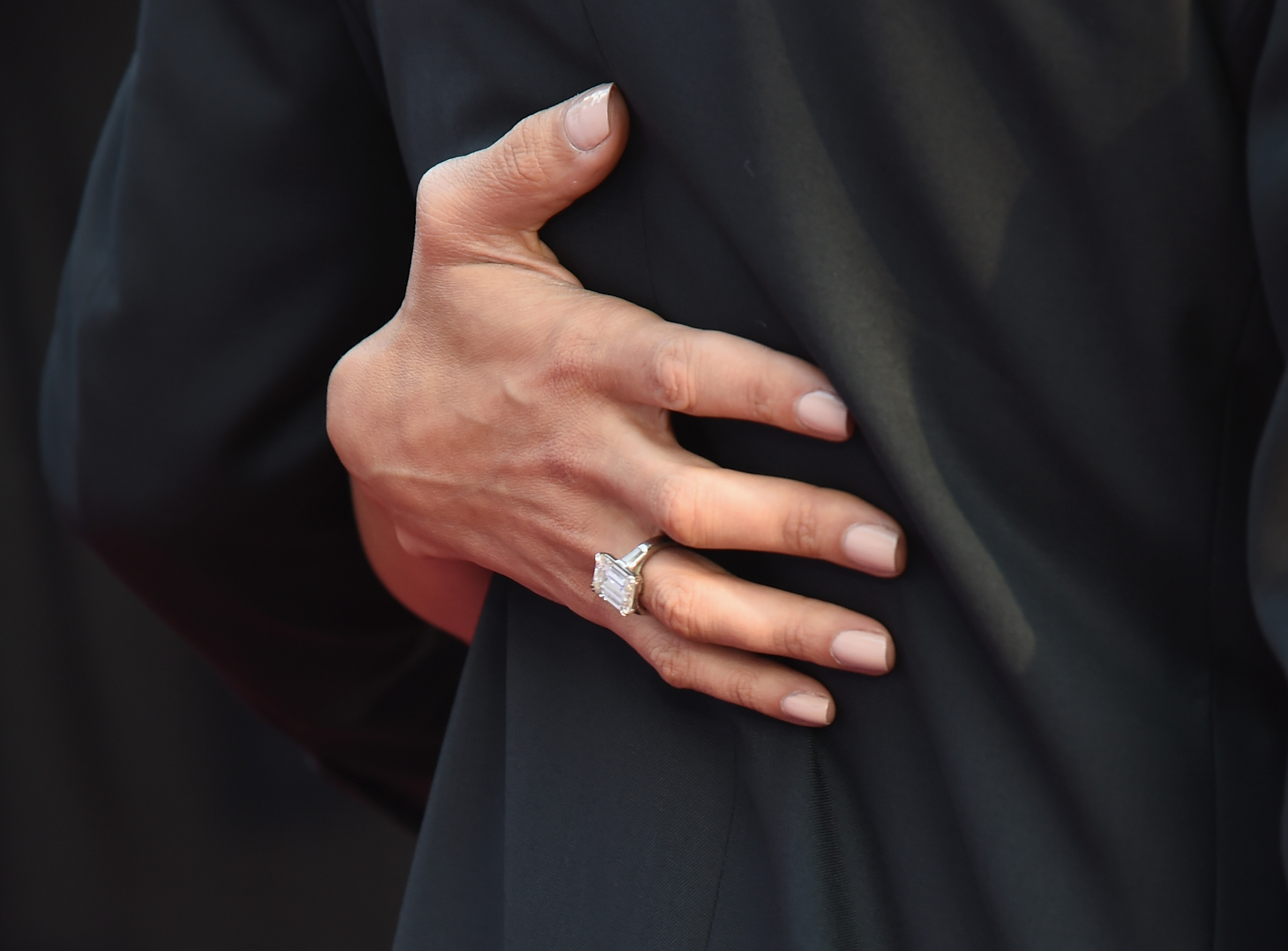 Amal Clooney, ring detail, attends the American Film Institute's 46th Life Achievement Award Gala Tribute to George Clooney at Dolby Theatre on June 7, 2018 in Hollywood, California | Source: Getty Images