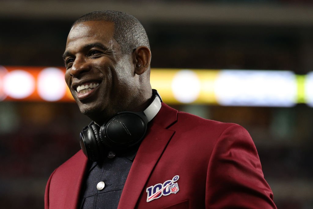 Deion Sanders on the field prior to Super Bowl LIV between the San Francisco 49ers and the Kansas City Chiefs at Hard Rock Stadium on February 02, 2020 | Photo: Getty Images