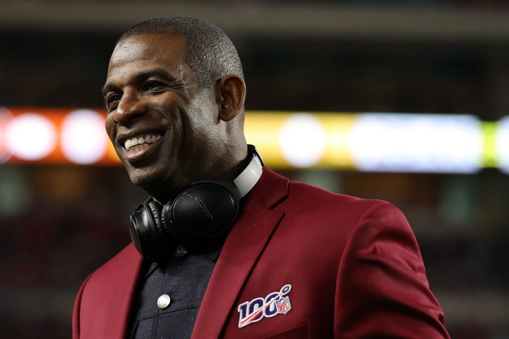 Deion Sanders of the NLF 100 All-Time Team is honored on the field prior to Super Bowl LIV between the San Francisco 49ers and the Kansas City Chiefs at Hard Rock Stadium on February 02, 2020 | Photo: Getty Images