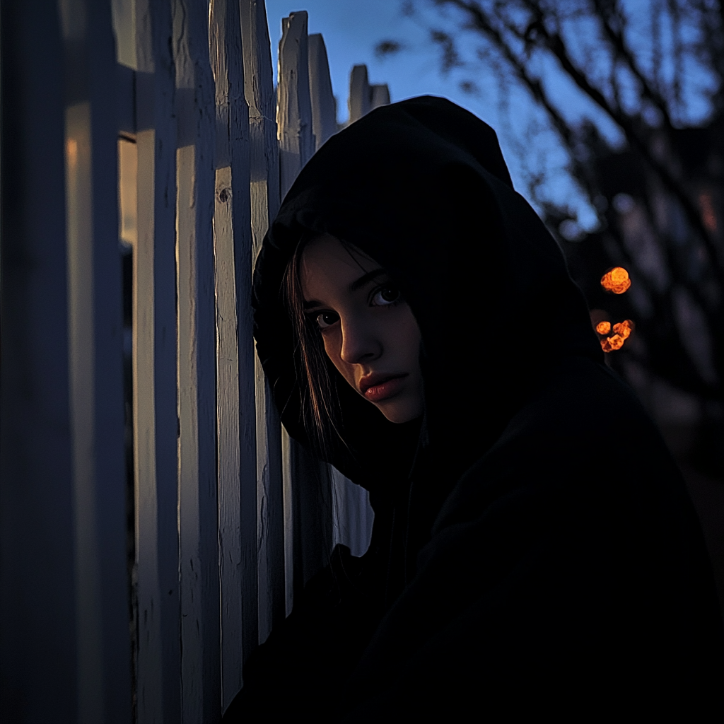 Woman wearing a hoodie at night | Source: Midjourney