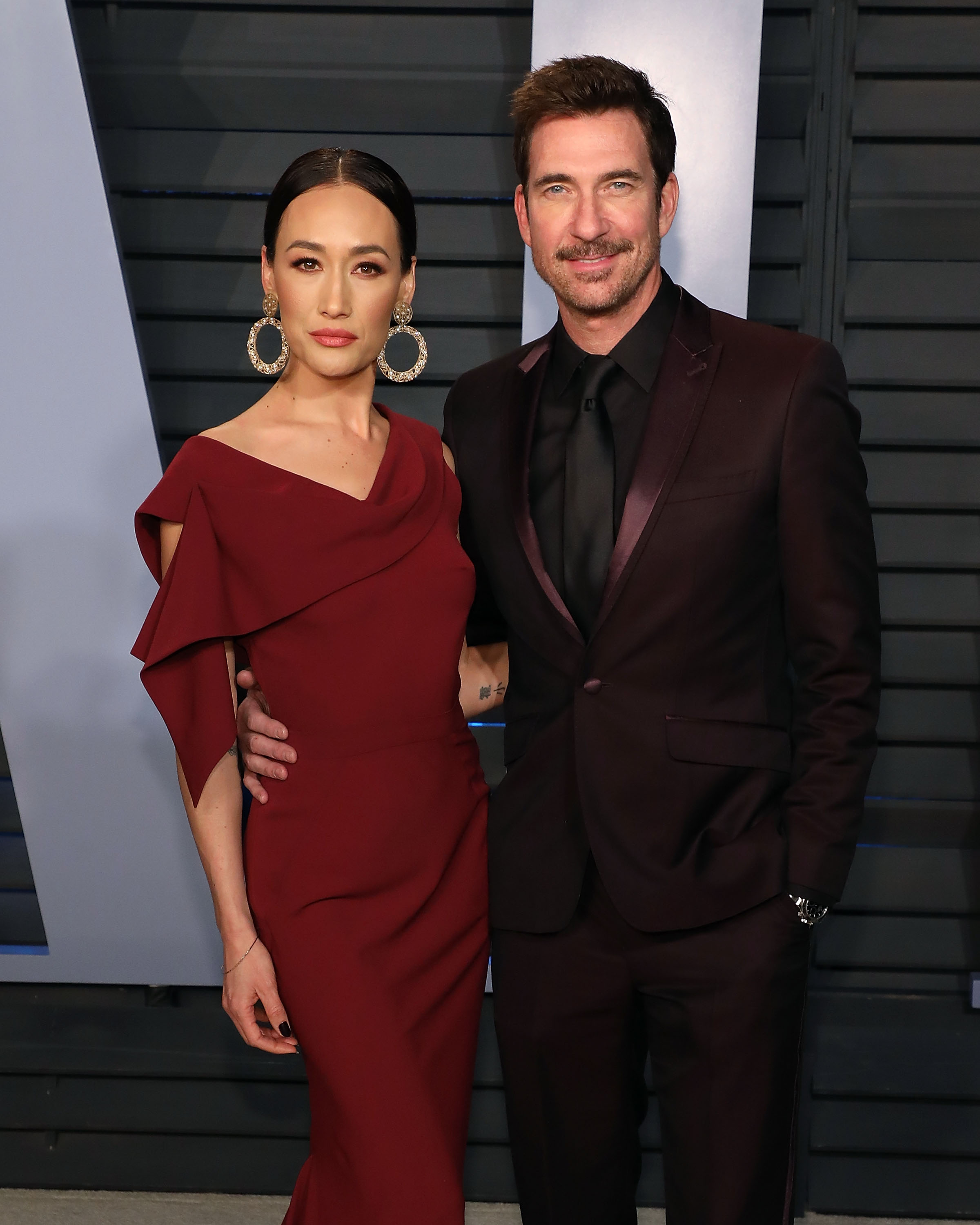 Maggie Q and Dylan McDermott at the 2018 Vanity Fair Oscar Party hosted by Radhika Jones on March 4, 2018, in Beverly Hills, California | Source: Getty Images