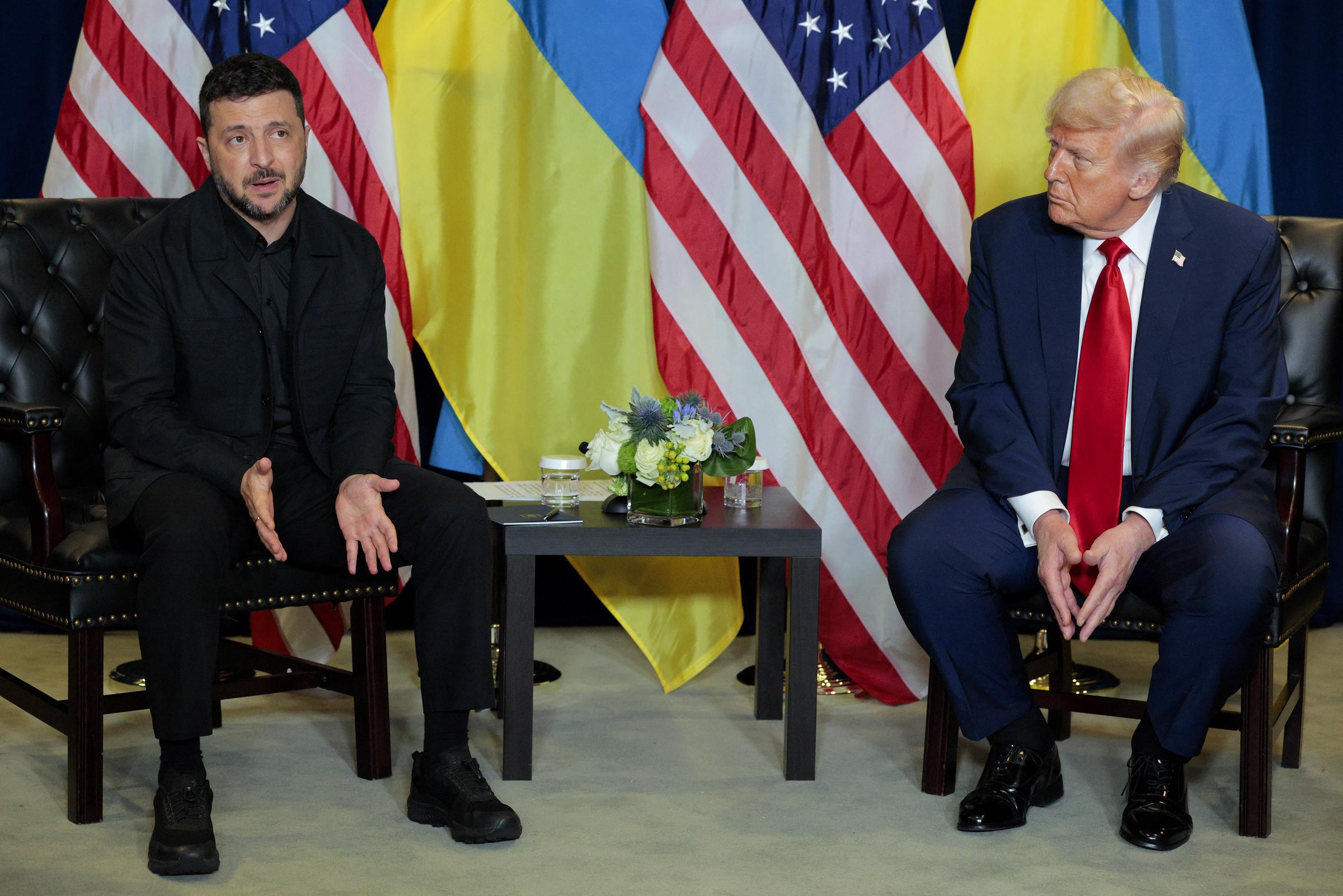 Ukrainian President Volodymyr Zelenskyy speaking with Donald Trump at the UN summit. | Source: Getty Images