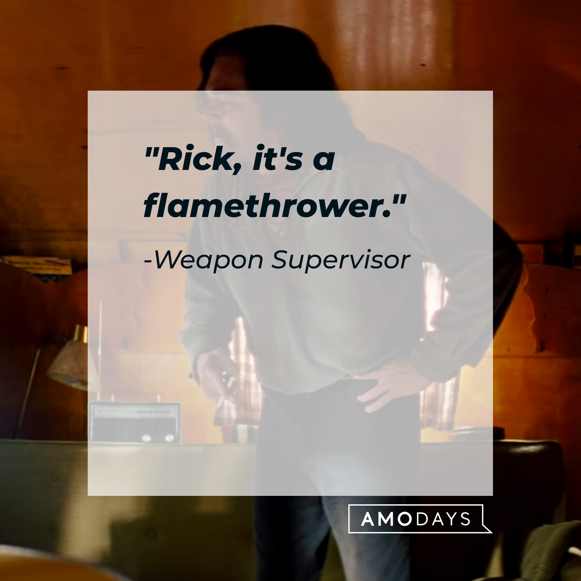 Rick Dalton with the quote, "Rick, it's a flamethrower." | Source: Facebook/OnceInHollywood
