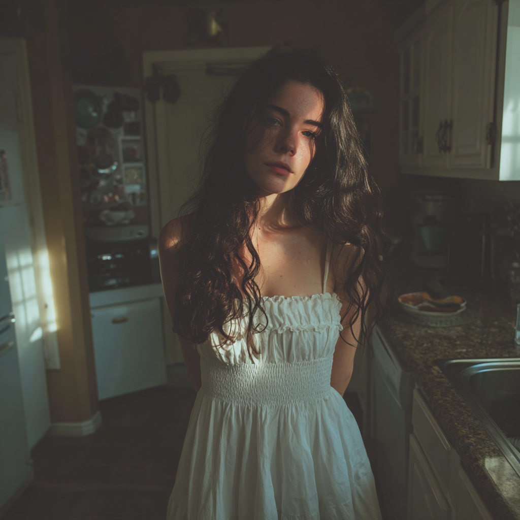 A woman standing in a kitchen | Source: Midjourney