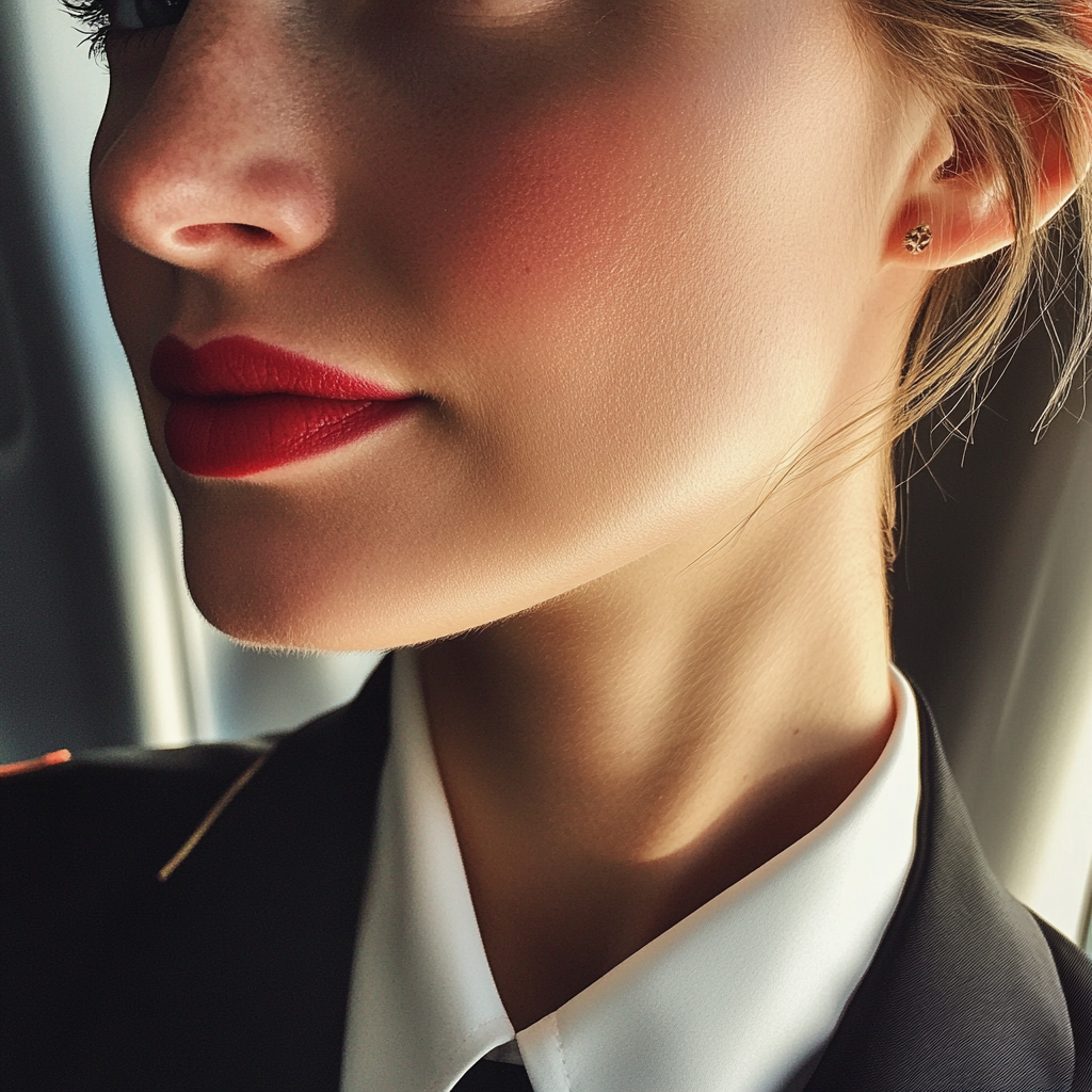 A close up of a flight attendant | Source: Midjourney