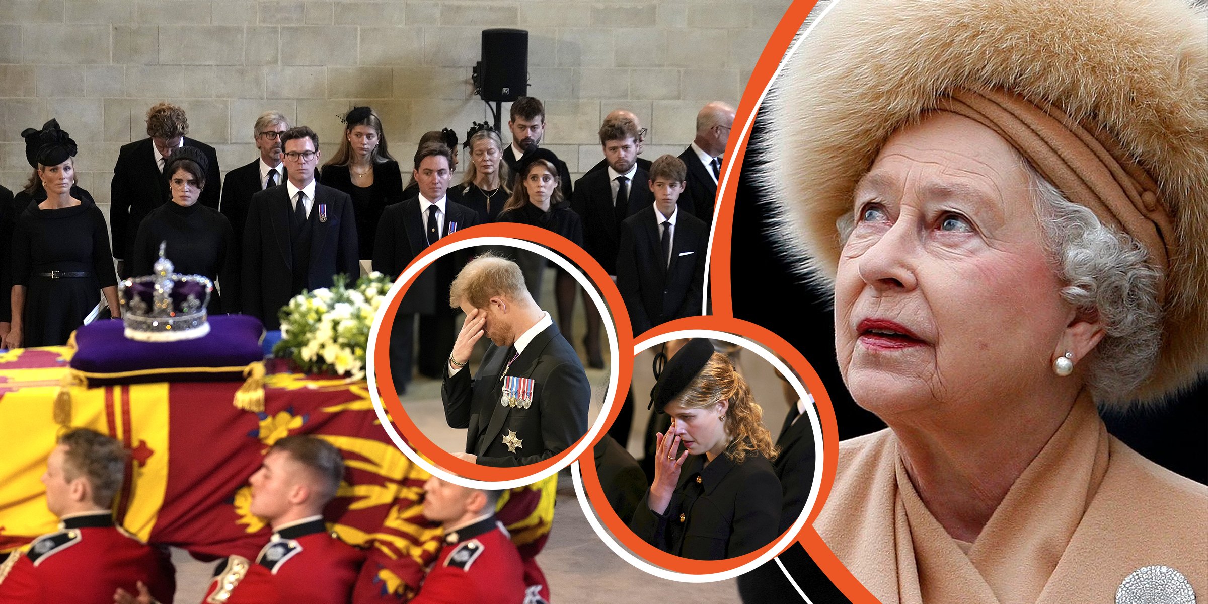 La familia real y los guardias | El príncipe Harry | Lady Louise | La reina Elizabeth II | Foto: Getty Images