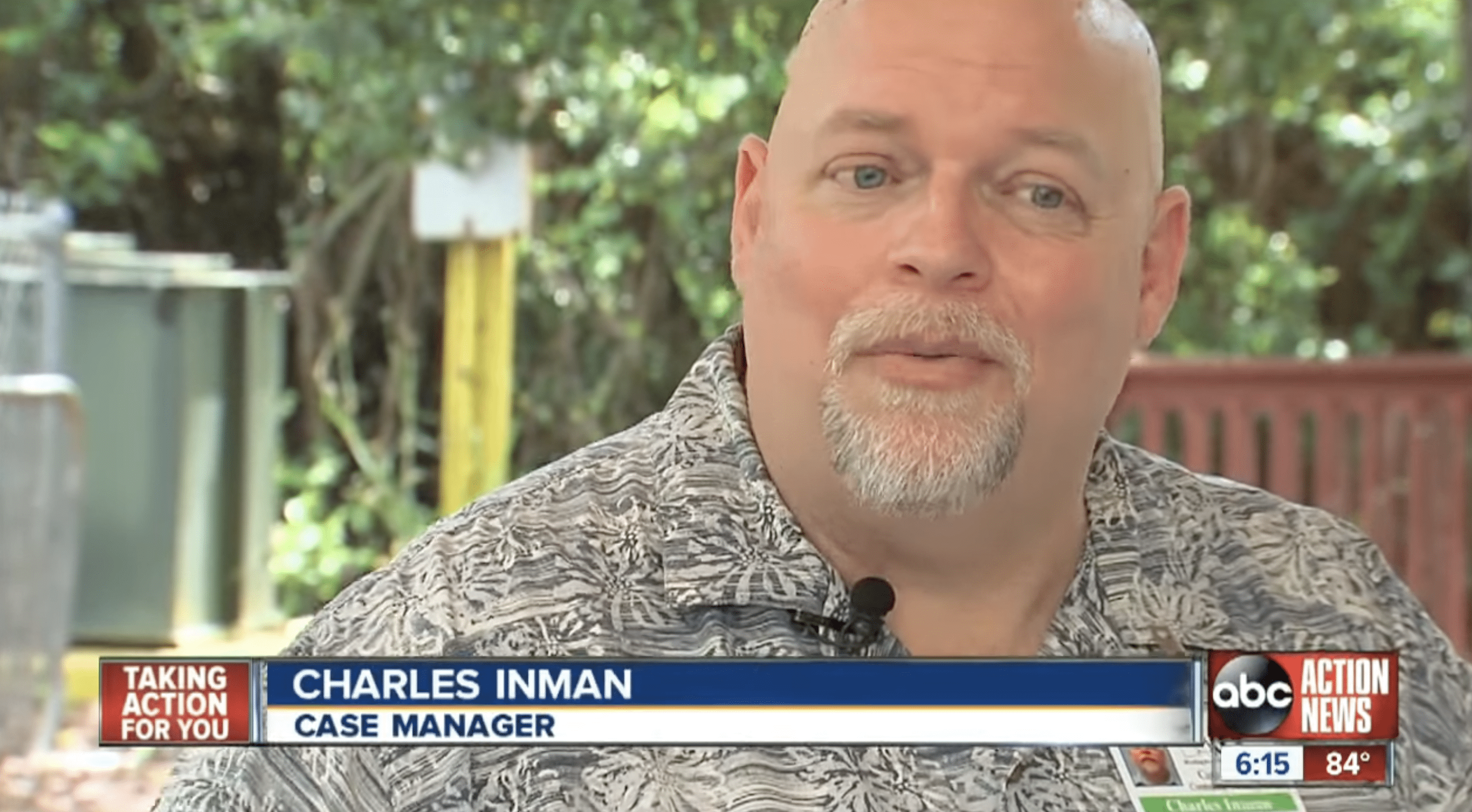 DACCO Case Manager Charles Inman helped Helinski find housing and social security benefits. | Photo: YouTube.com/ABC Action News