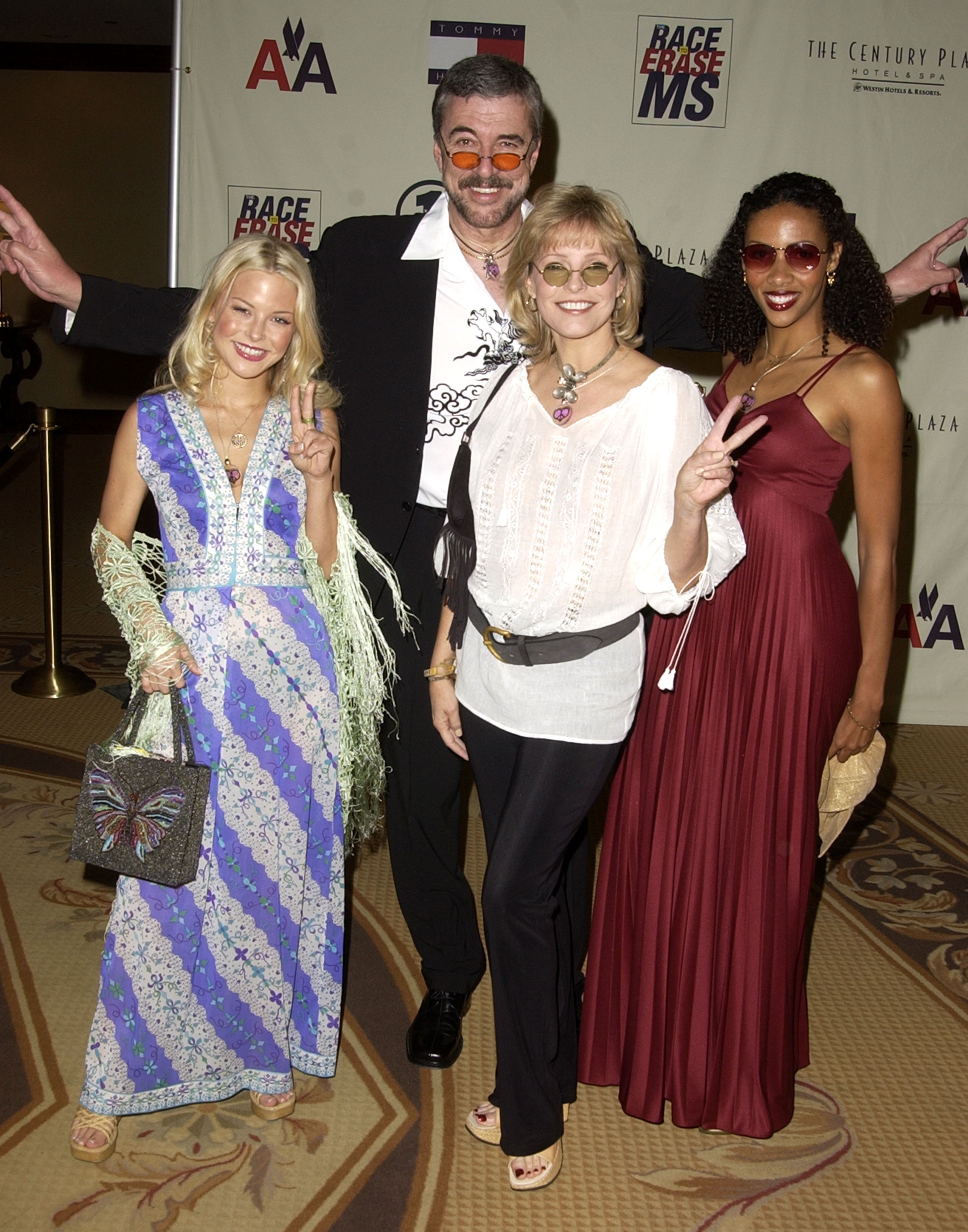 Jordan Ladd, Brian Russell, Cheryl Ladd, and Lindsay Russell at the 9th Annual Race to Erase MS Dinner on May 10, 2002 | Source: Getty Images