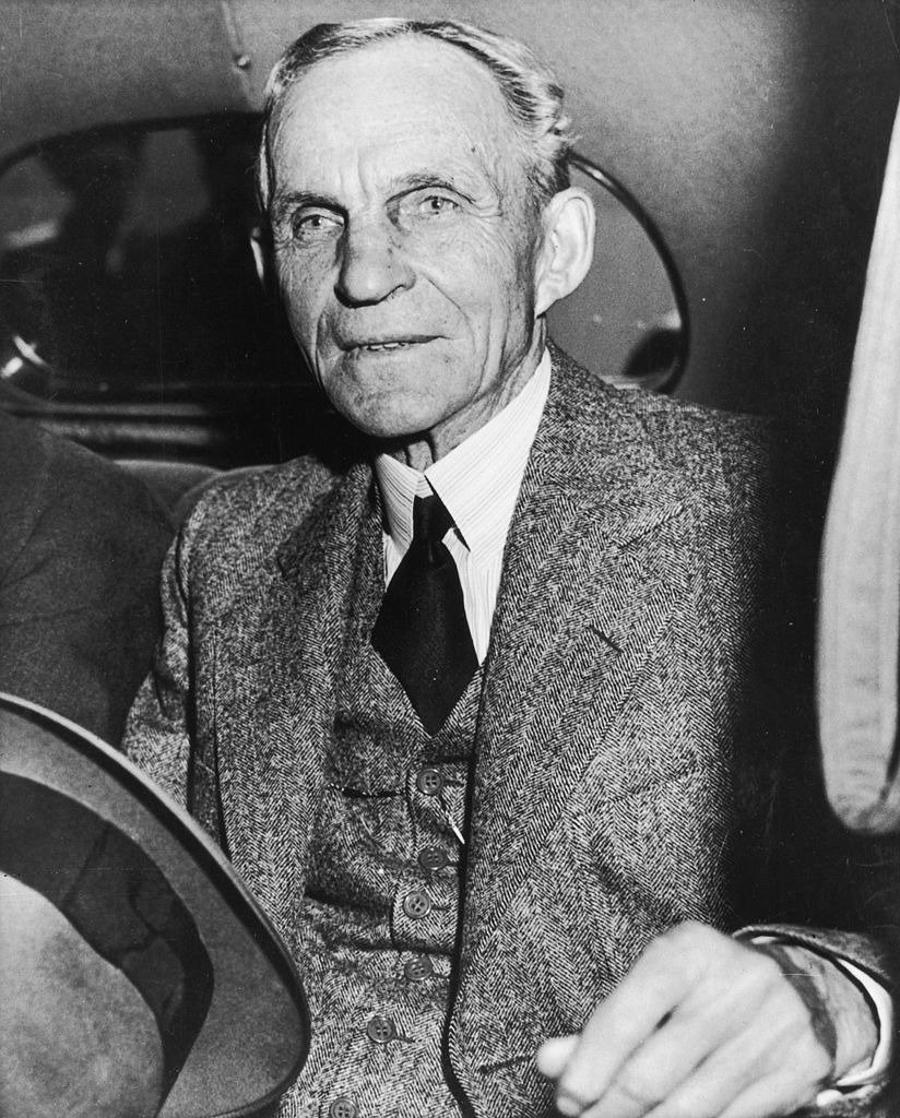 Henry Ford sitting in the back seat of an automobile after a lunch meeting with President Franklin D Roosevelt on April 27th,1938 | Photo: Getty Images