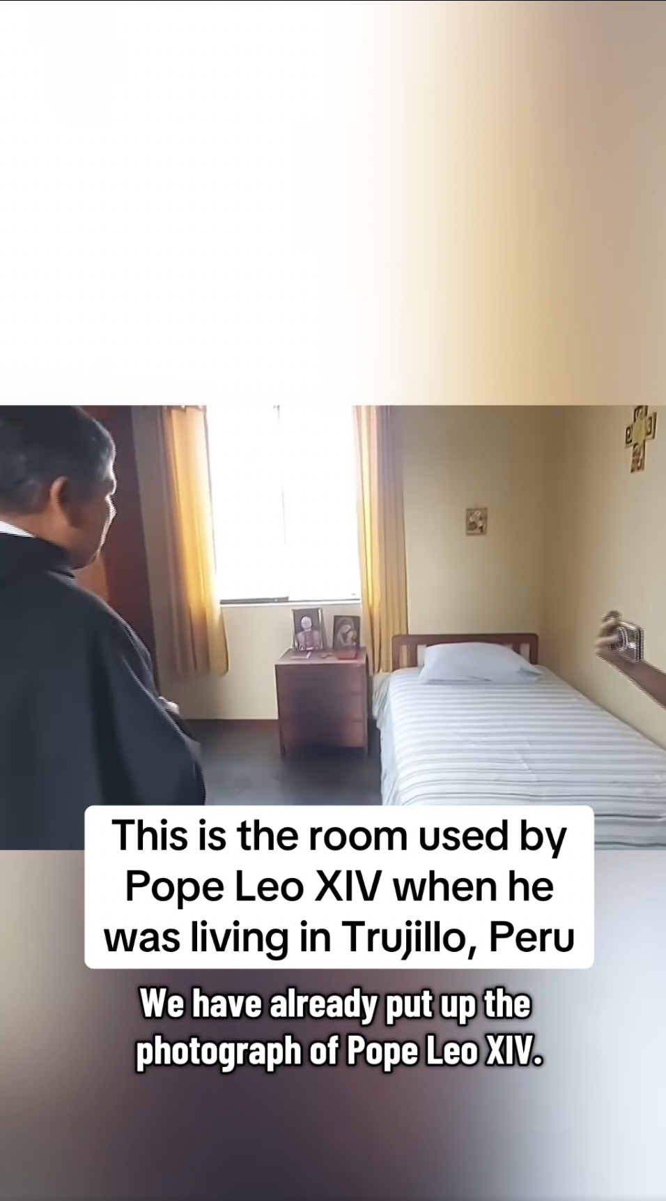 A screenshot of Pope Leo XIV's room while he lived in Trujillo, Peru, from a video dated May 9, 2025. | Source: Facebook/CBS News