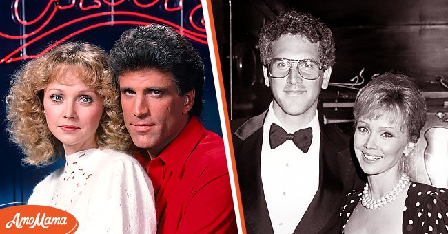 Promotional portrait of Shelley Long as Diane Chambers, Ted Danson as Sam Malone for the TV show "Cheers" [left]. Bruce Tyson and Shelley Long during Premiere Party for "Hello Again" at Maxims on November 2, 1987 in New York City, New York [right] | Photo: Getty Images