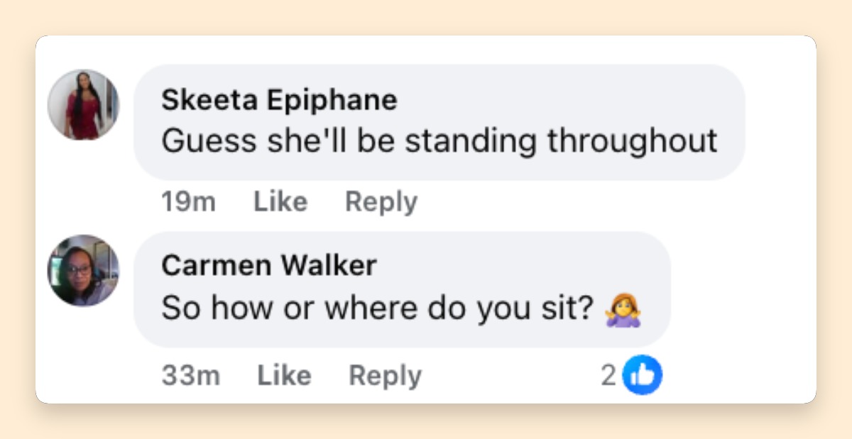 Many people joked about the size of the skirt instead of discussing the design itself. Their comments showed that the outfit's dramatic shape became one of the most talked-about parts of Taylor's red carpet appearance. | Source: Facebook/kingsmenMediaGroup