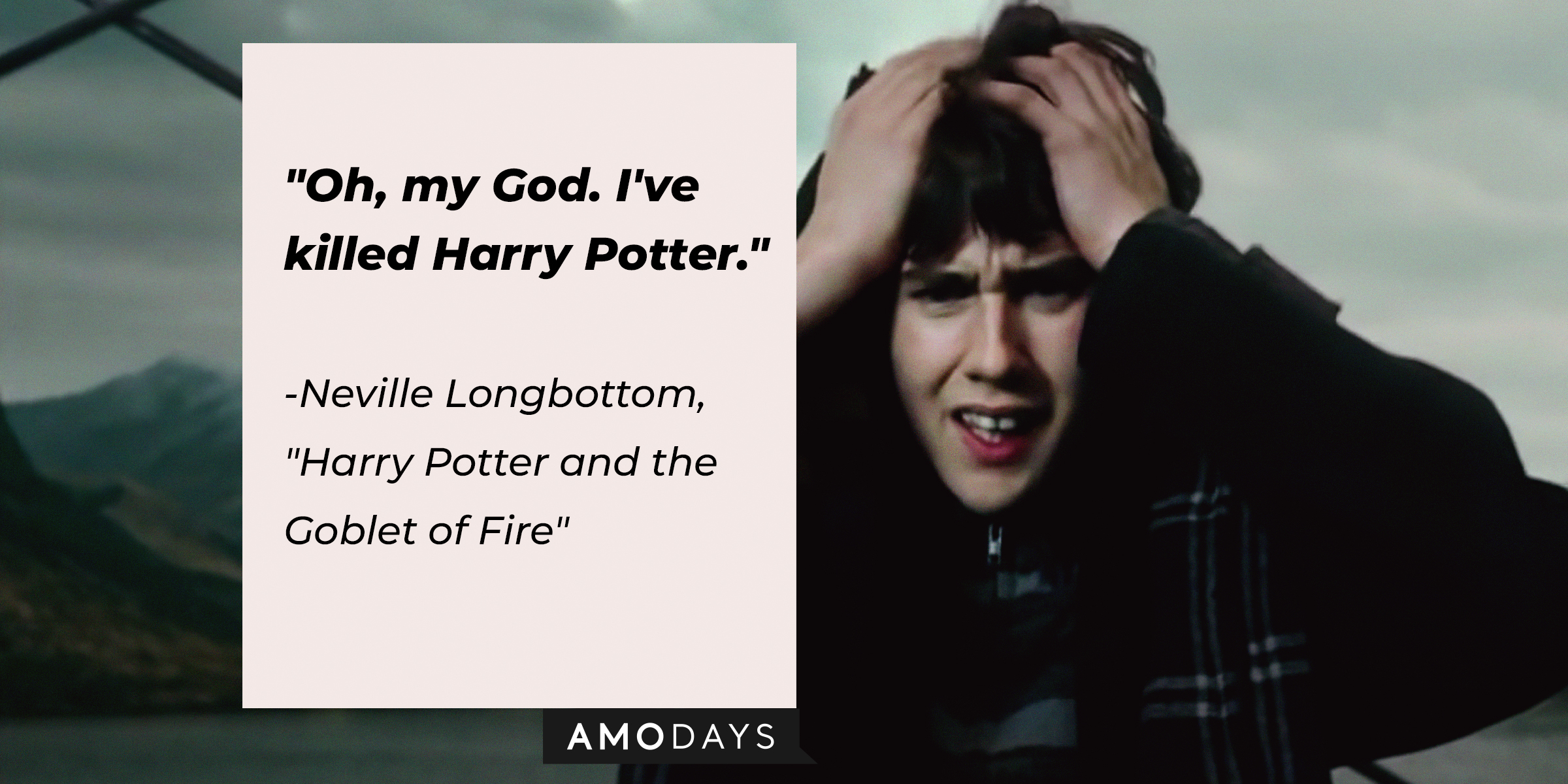 Neville Longbottom with his quote: "Oh, my God. I've killed Harry Potter." | Source: Facebook.com/harrypotter