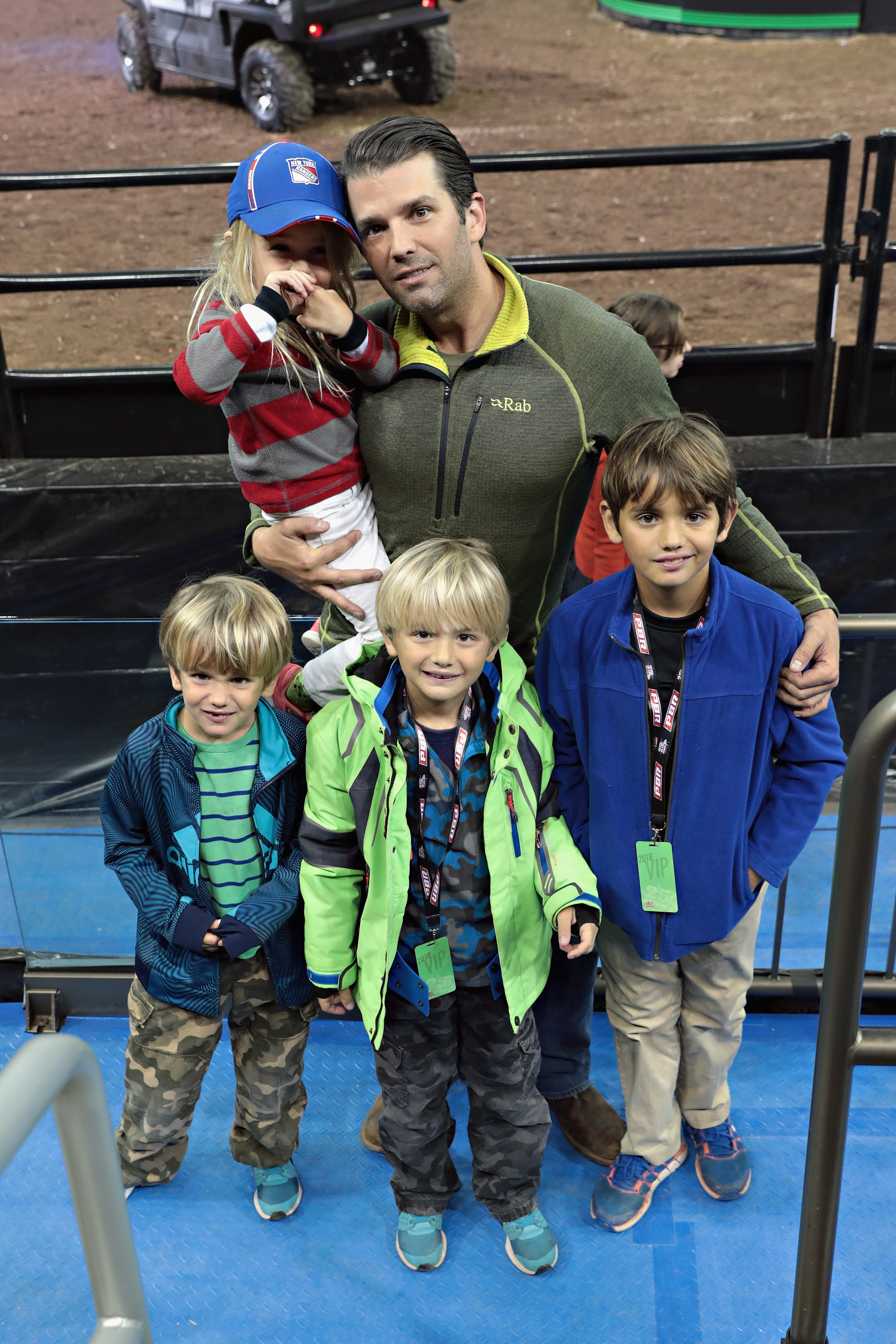 Donald Jr. (C) and children Chloe, Spencer, Tristan and Donald Trump III attend the 2018 Professional Bull Riders Monster Energy Buck Off on January 7, 2018, in New York City. | Source: Getty Images