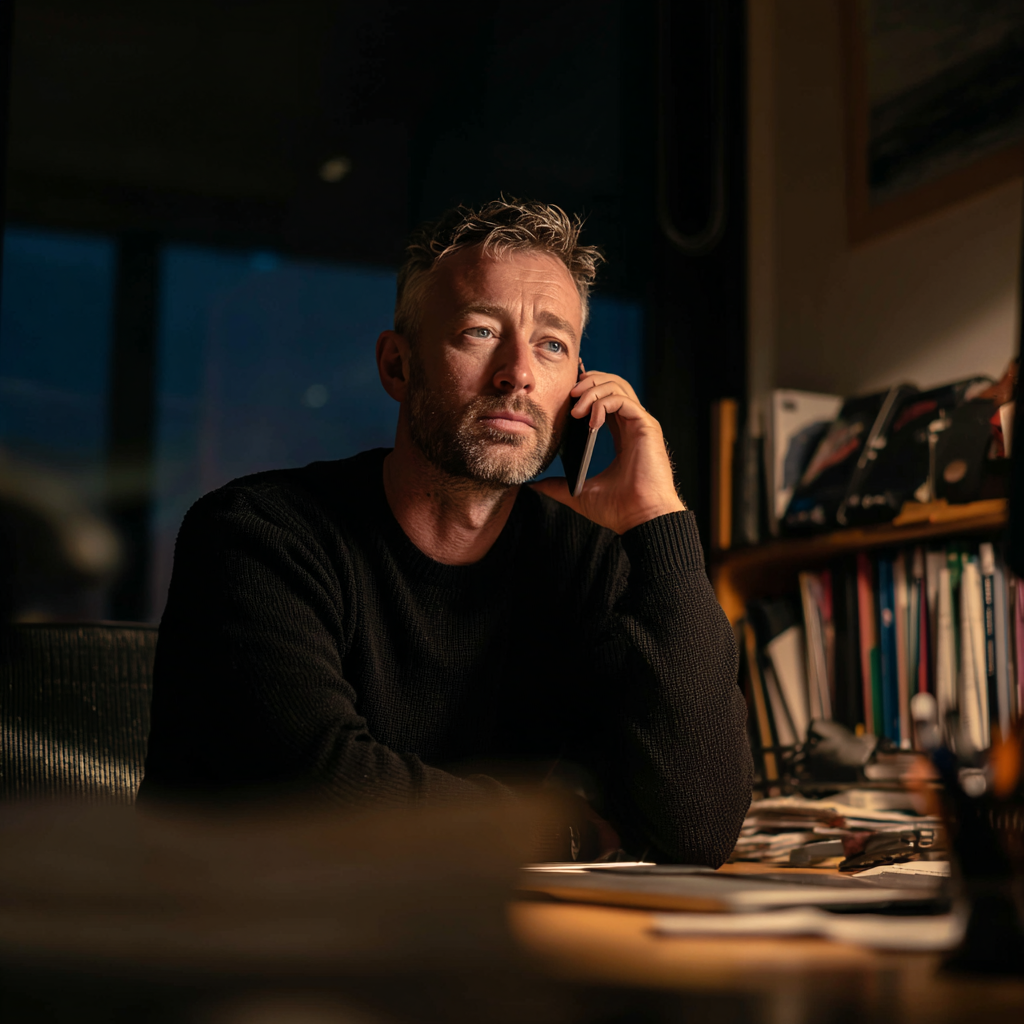 A man talking on the phone | Source: Midjourney