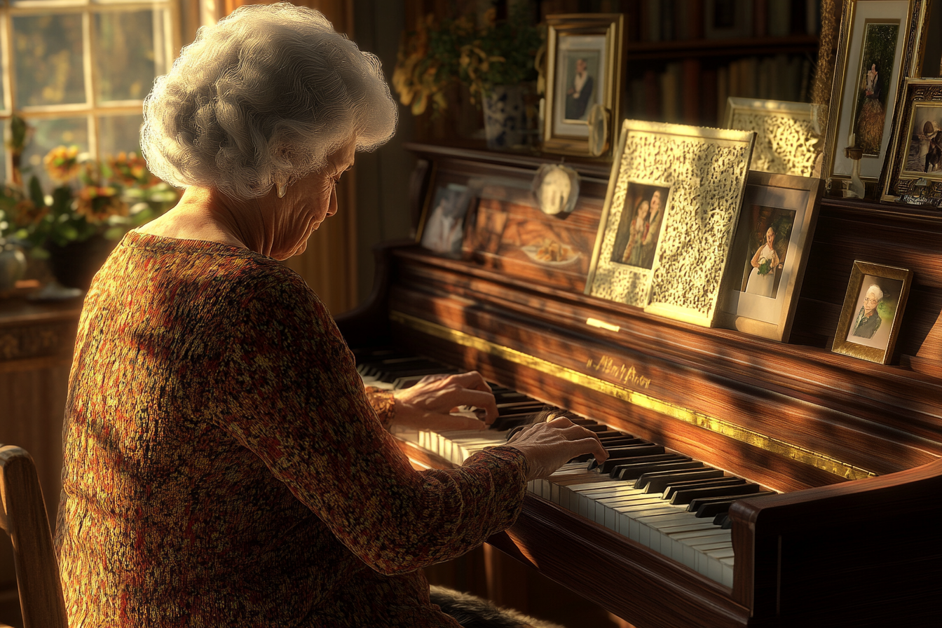 An older woman playing the piano | Source: Midjourney