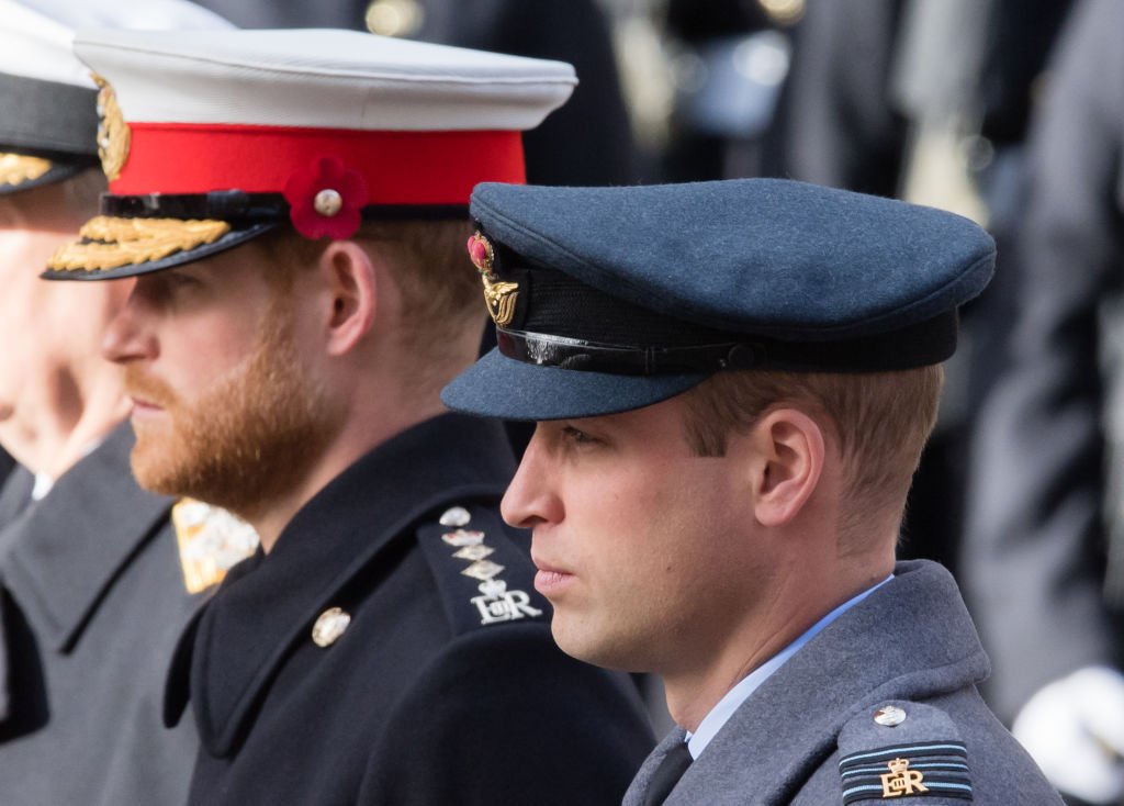 Los príncipes William y Harry en la conmemoración anual del Domingo de Recordación.| Foto: Getty Images
