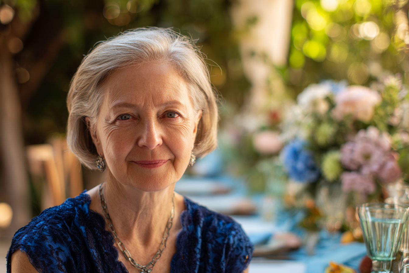 An older woman looking straight ahead | Source: Midjourney