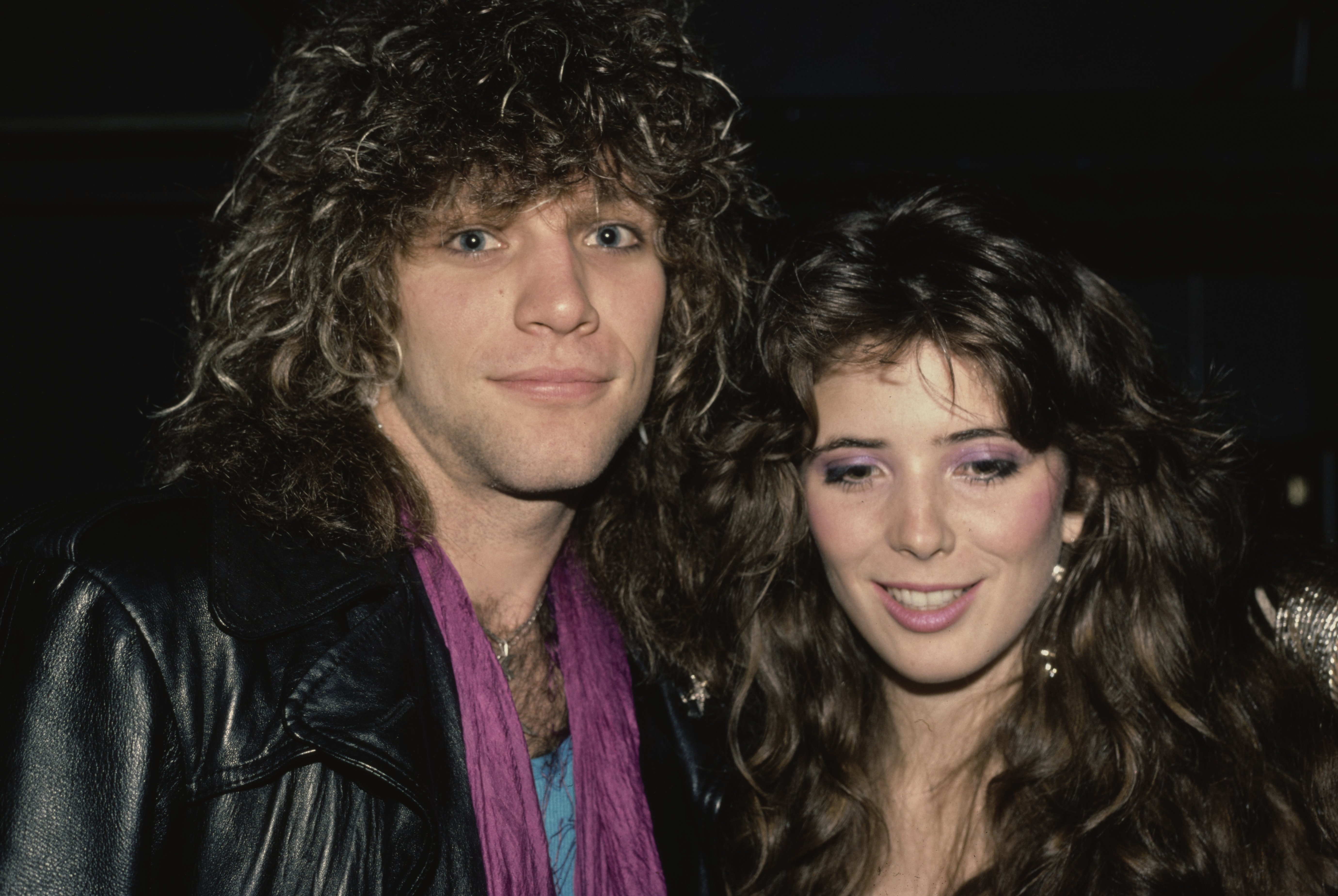 Guitarist Jon Bon Jovi and his girlfriend, Dorothea Hurley during the Rockers '85 Awards Ceremony at the Sheraton premiere Hotel on March 10, 1985 in Los Angeles, California. / Source: Getty Images