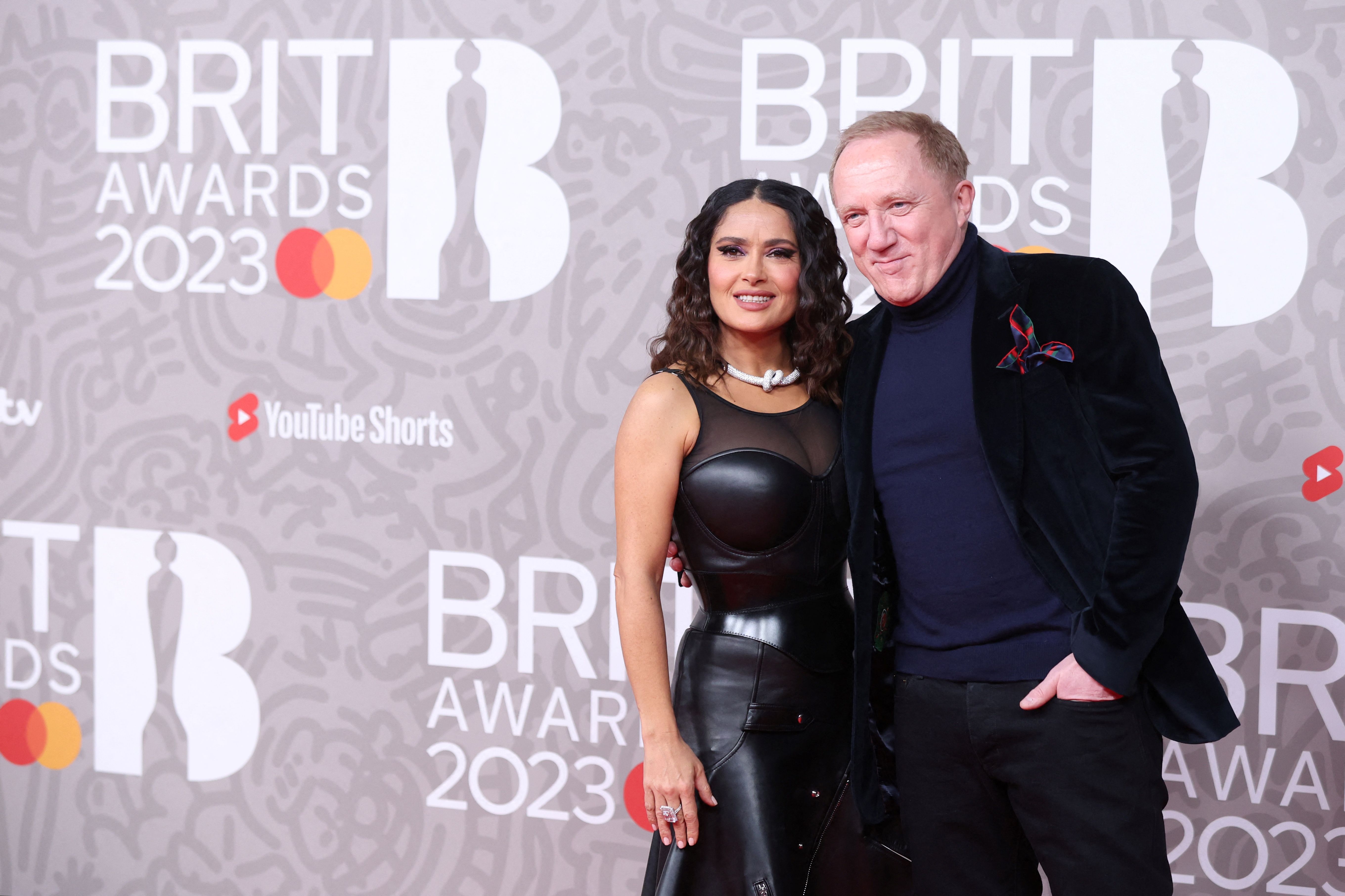 Salma Hayek and Francois-Henri Pinault at the Brit Awards in London, UK on February 11, 2023 | Source: Getty Images