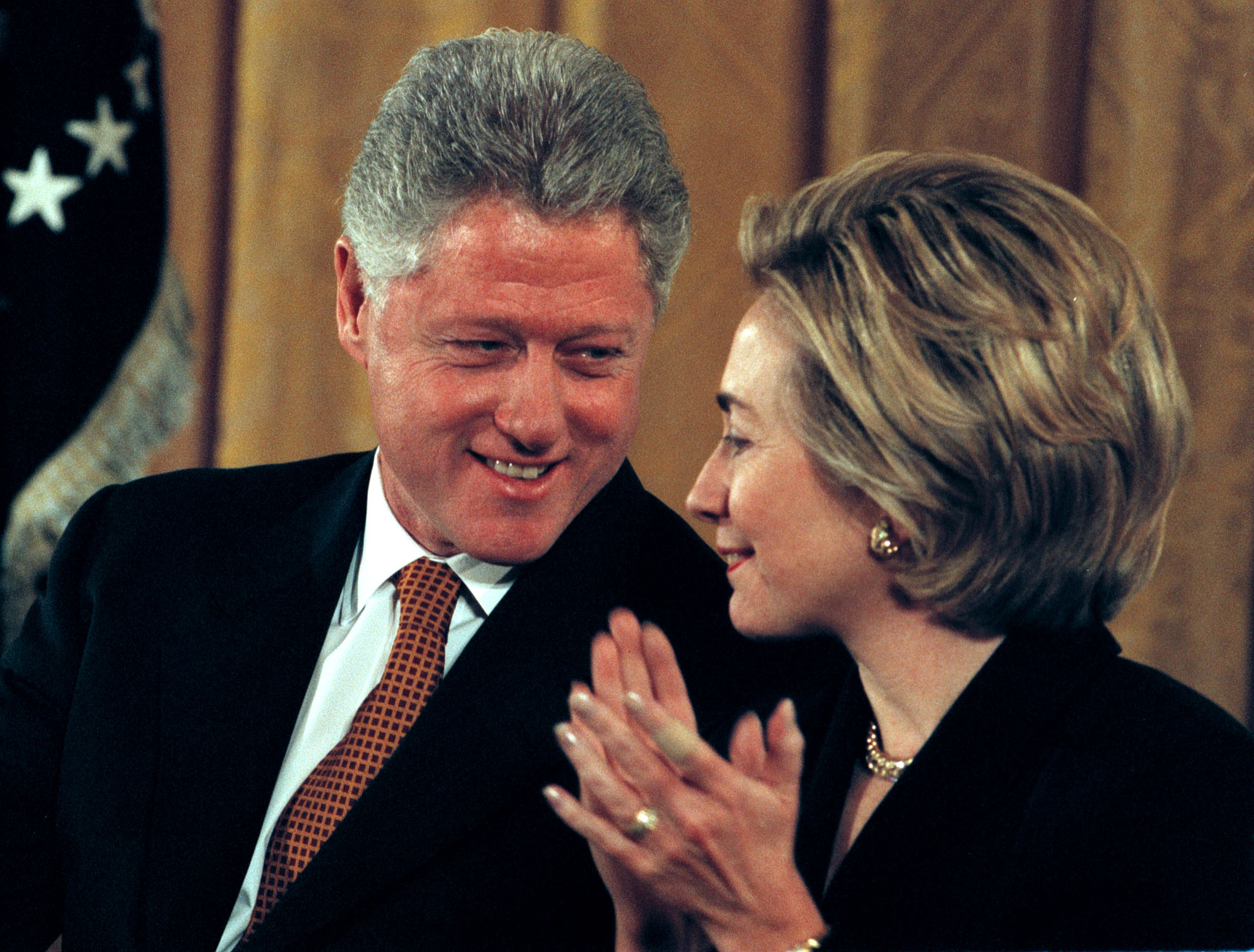 Bill and Hillary Clinton speaks during an event about Social Security and Medicare in the East Room of the White House on February 17, 1999 | Source: Getty Images