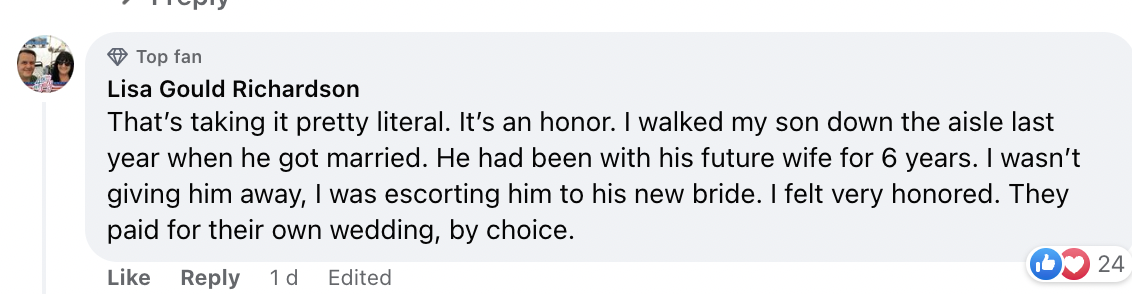 A user's comment on the New York Post's Facebook post about the man's story. | Source: facebook.com/NYPost