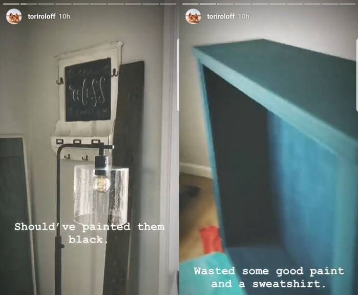 Tori painted the bookshelf blue l Source: Instagram/@toriroloff