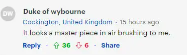 User comment about Jennifer Aniston's body, dated November 21, 2023 | Source: Daily Mail
