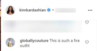 A fan's comment about Kim Kardashian's winter outfit on Instagram, saying that her look is "fire." | Photo: instagram.com/kimkardashian