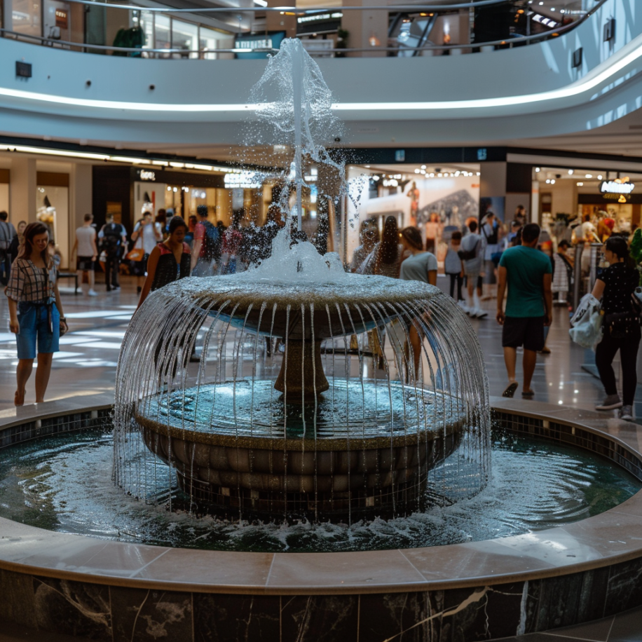 A fountain in a shopping mall | Source: Midjourney