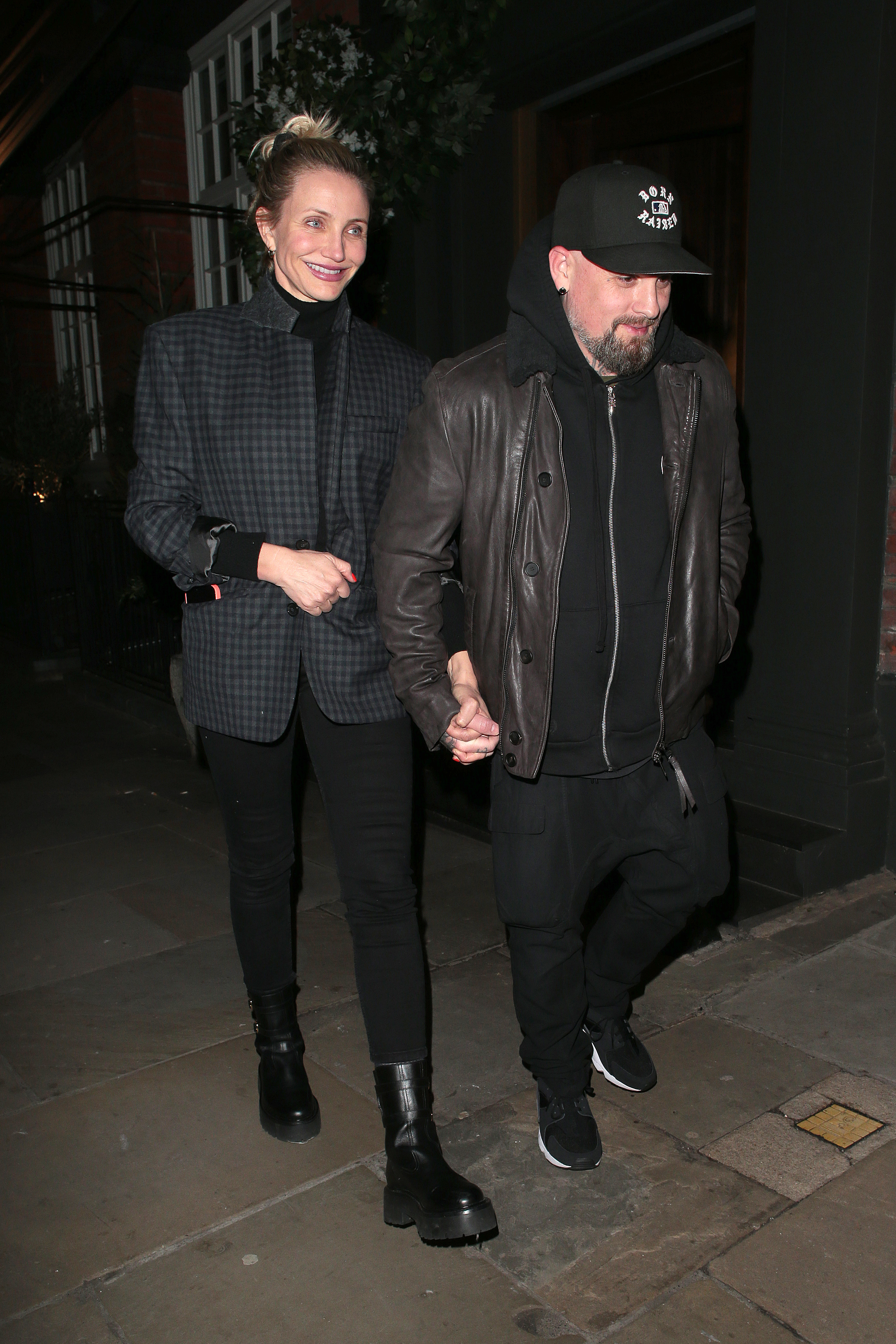 Cameron Diaz and Benji Madden at Sparrow Italia - Mayfair London restaurant on December 02, 2022 | Source: Getty Images