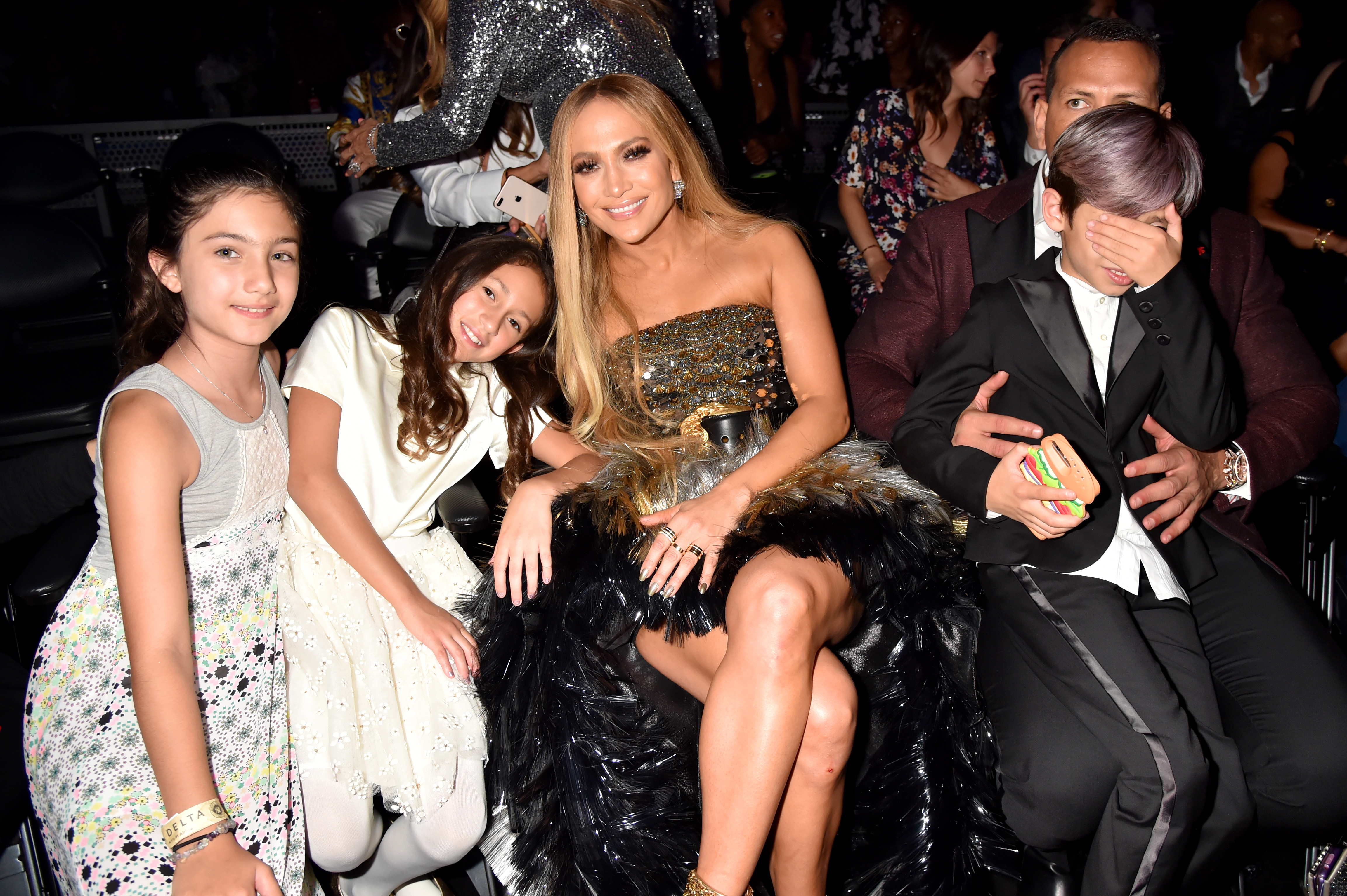 Jennifer Lopez, with Emme Muñiz, Max Muñiz, and Alex Rodriguez on August 20, 2018 in New York City | Source: Getty Images
