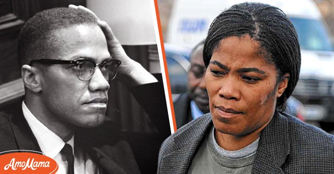 A picture of activist, Malcolm X [left]. A picture of Malcolm X's daughter, Malikah Shabazz [right] | Photo: Getty Images